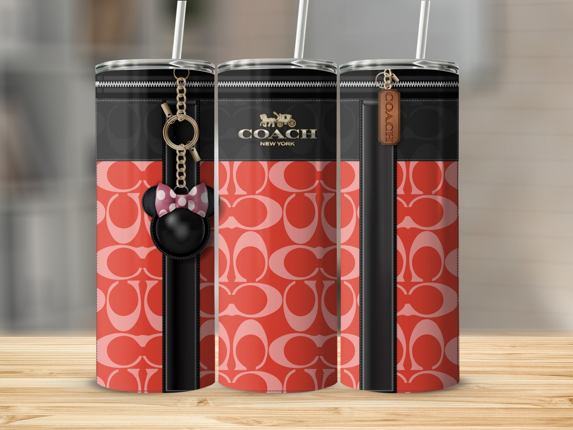 Red and Black Patterned Stainless Steel Tumbler