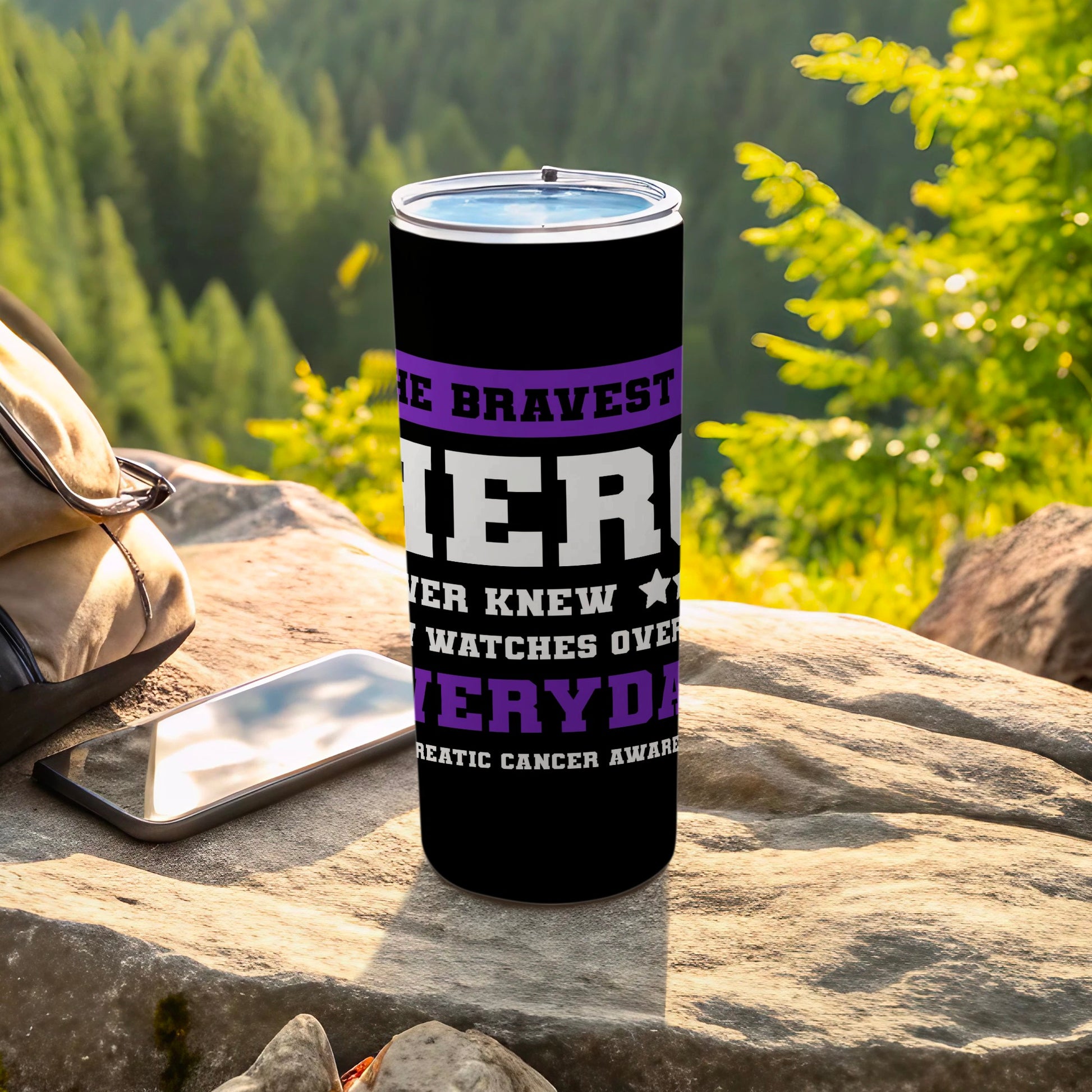 The Bravest Hero Ever Knew Watches Over Everyday Pancreatic Cancer Aware tumbler
