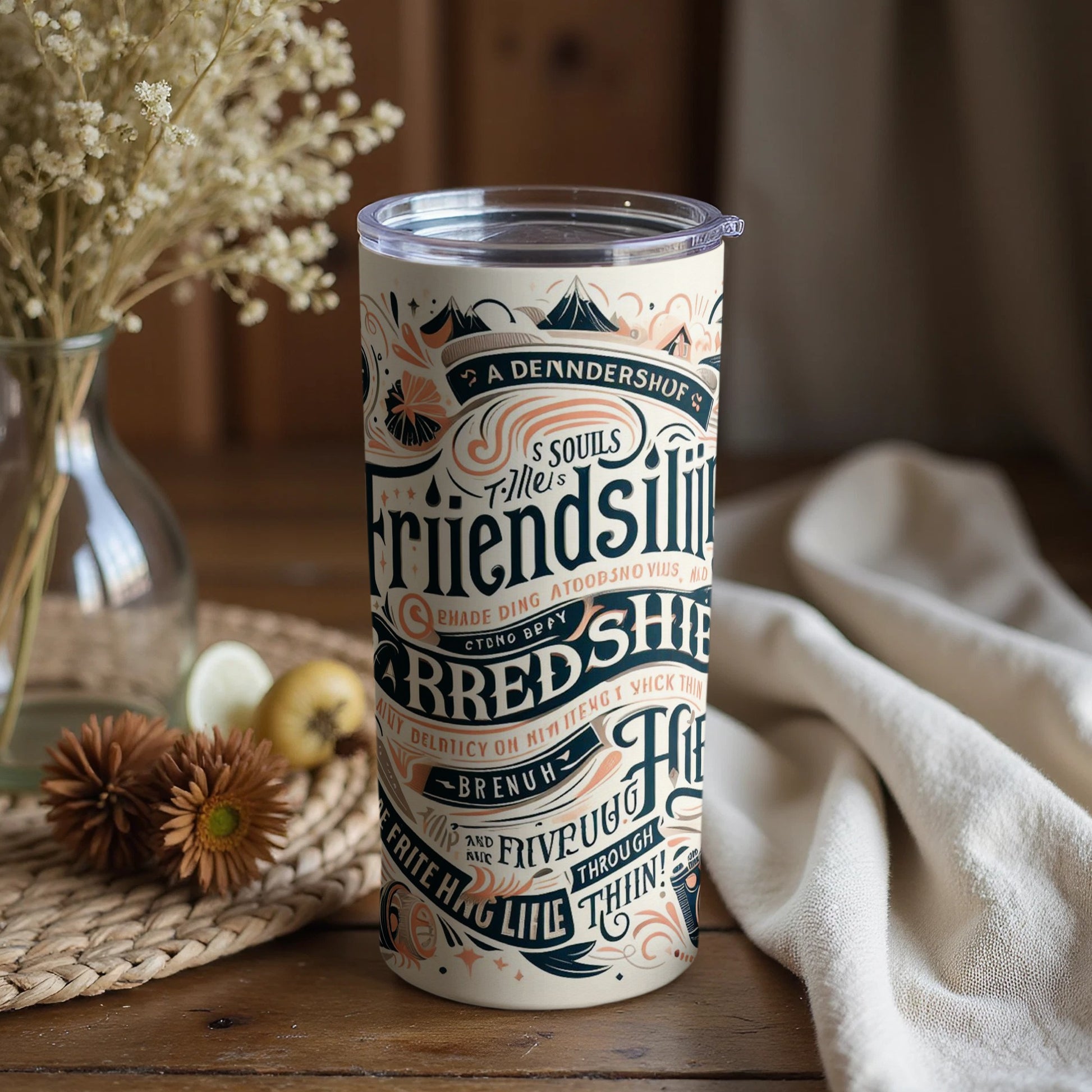 Inspirational Typography Friends Forever Travel Mug