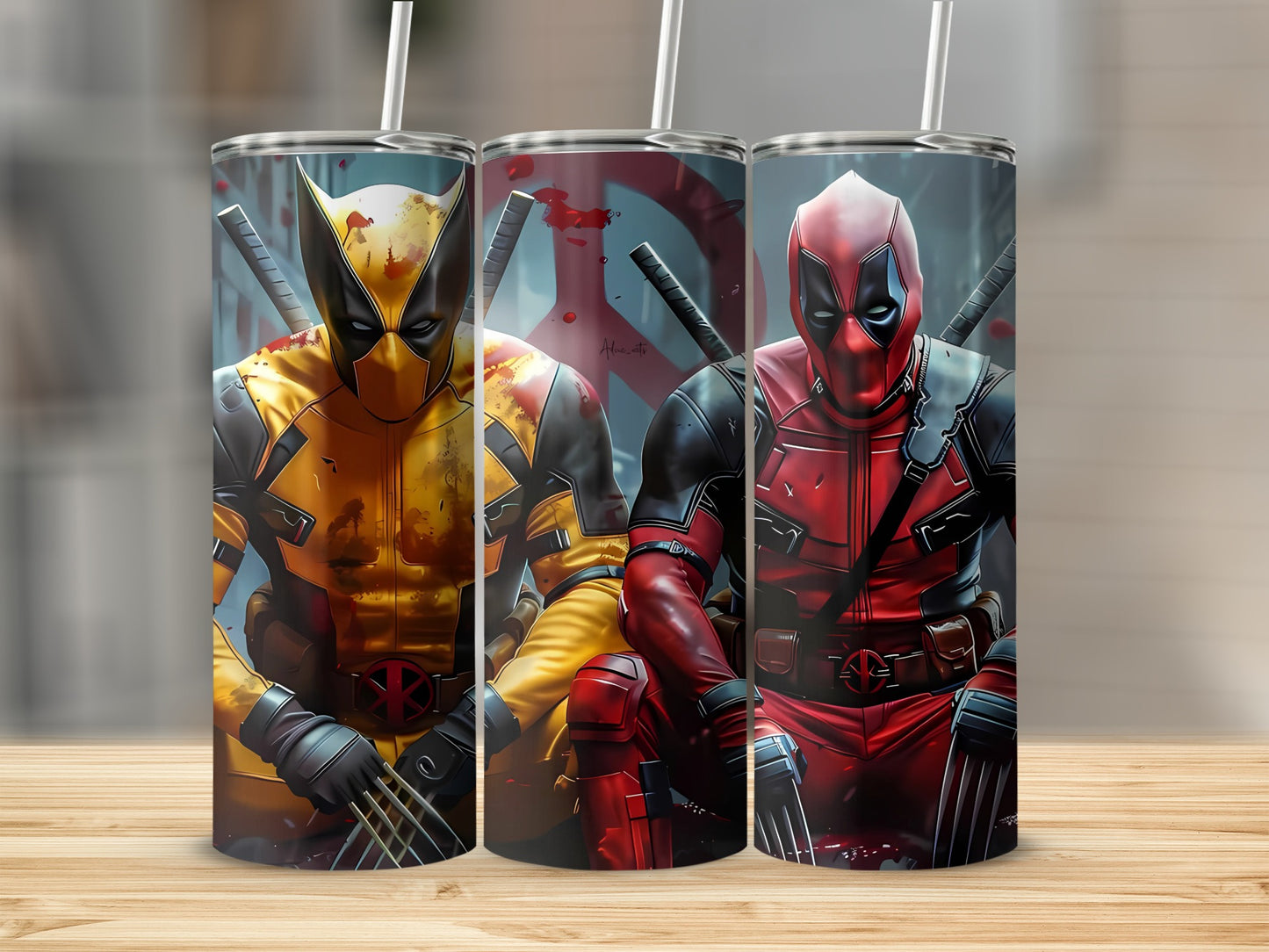 Wolverine Deadpool Design Custom Tumbler Cup