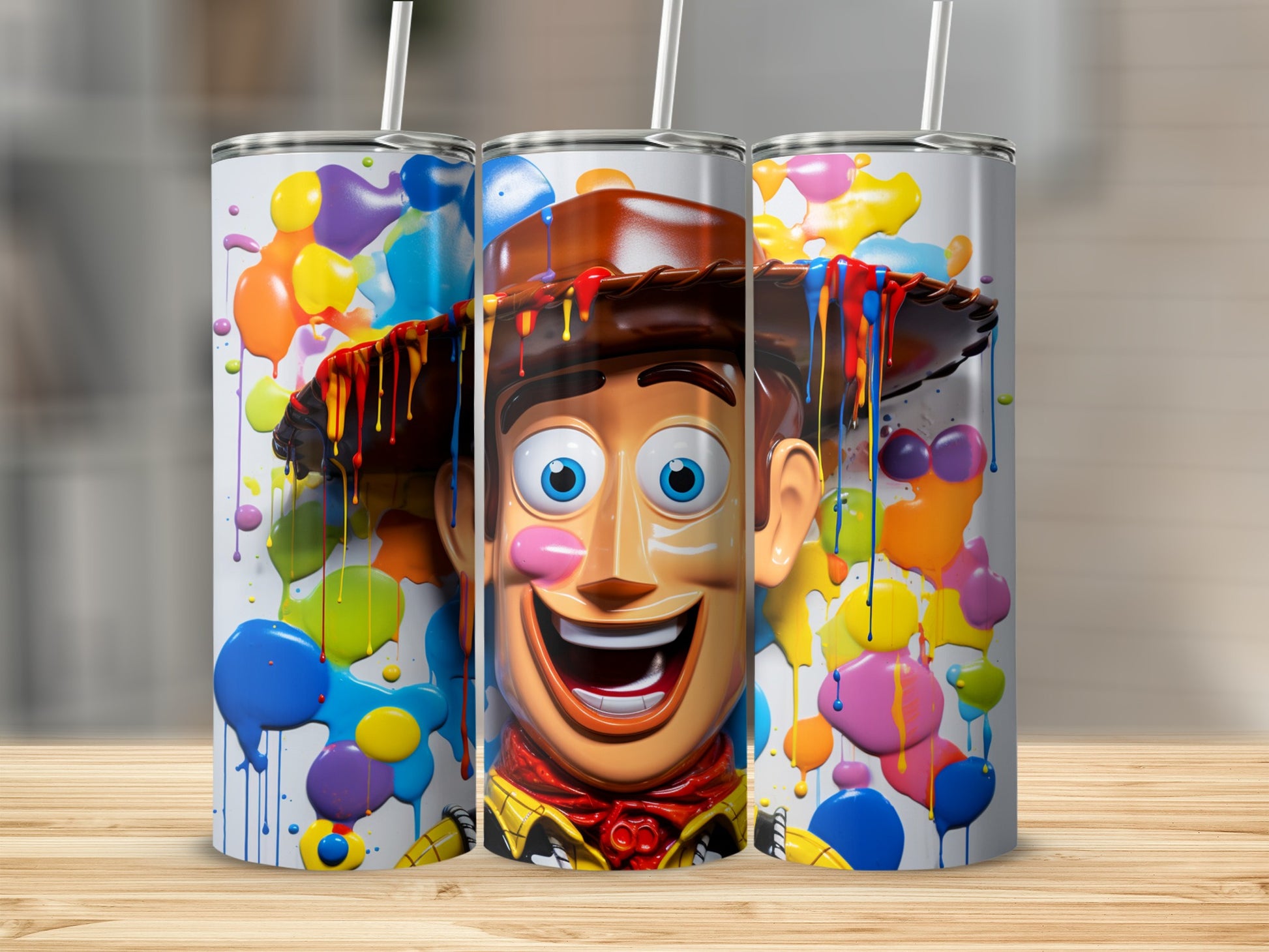 Vibrant Dripping Colors Cartoon Character Tumbler
