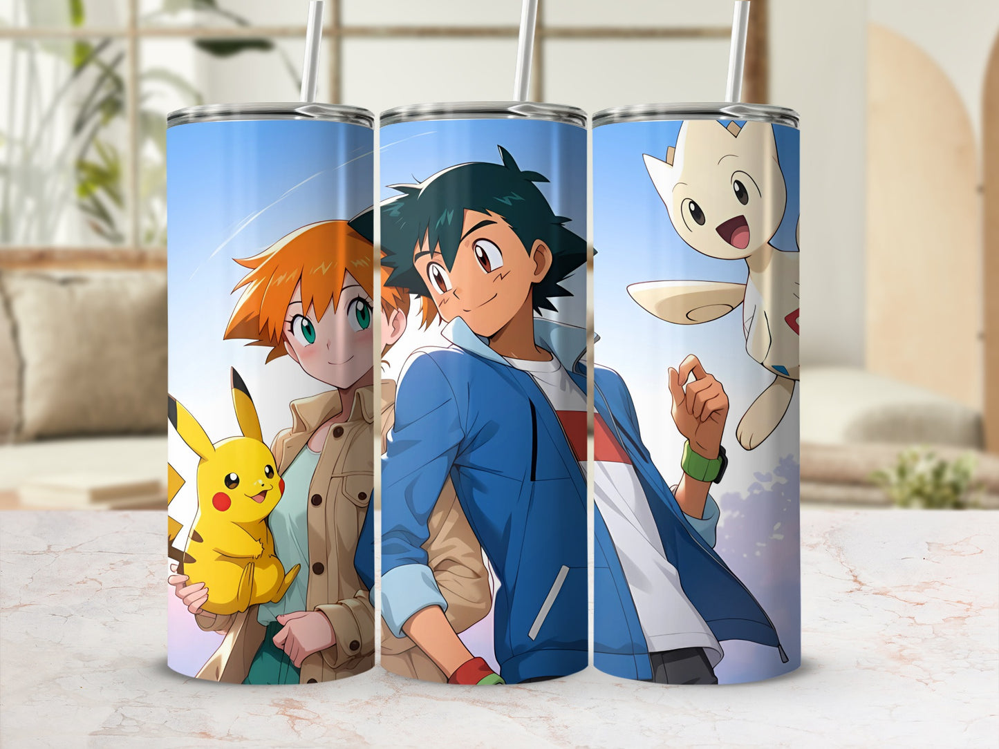 Vibrant Anime Characters Design Travel Tumbler