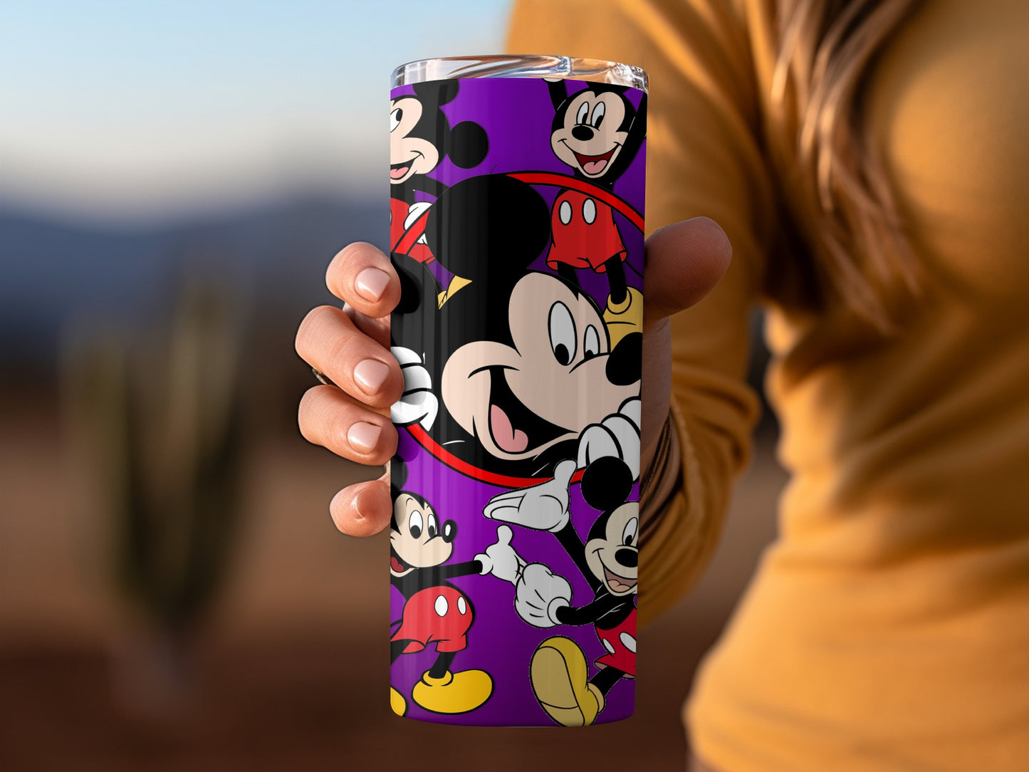 Colorful Mickey Mouse Tumbler with Multiple Faces Design