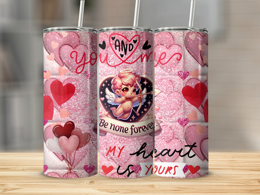 Valentine's Day Love Themed Tumbler with Hearts