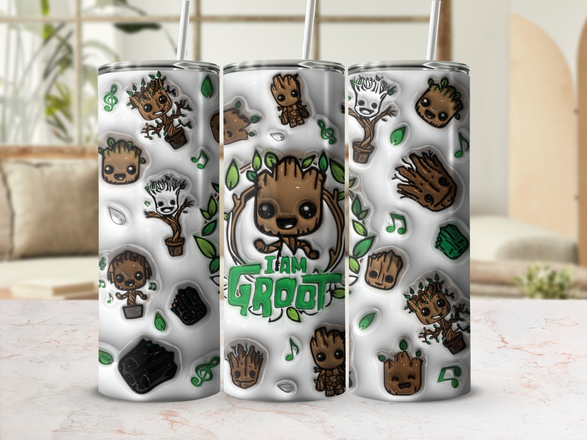 Team Groot Character Design Tumbler Drinkware Accessory
