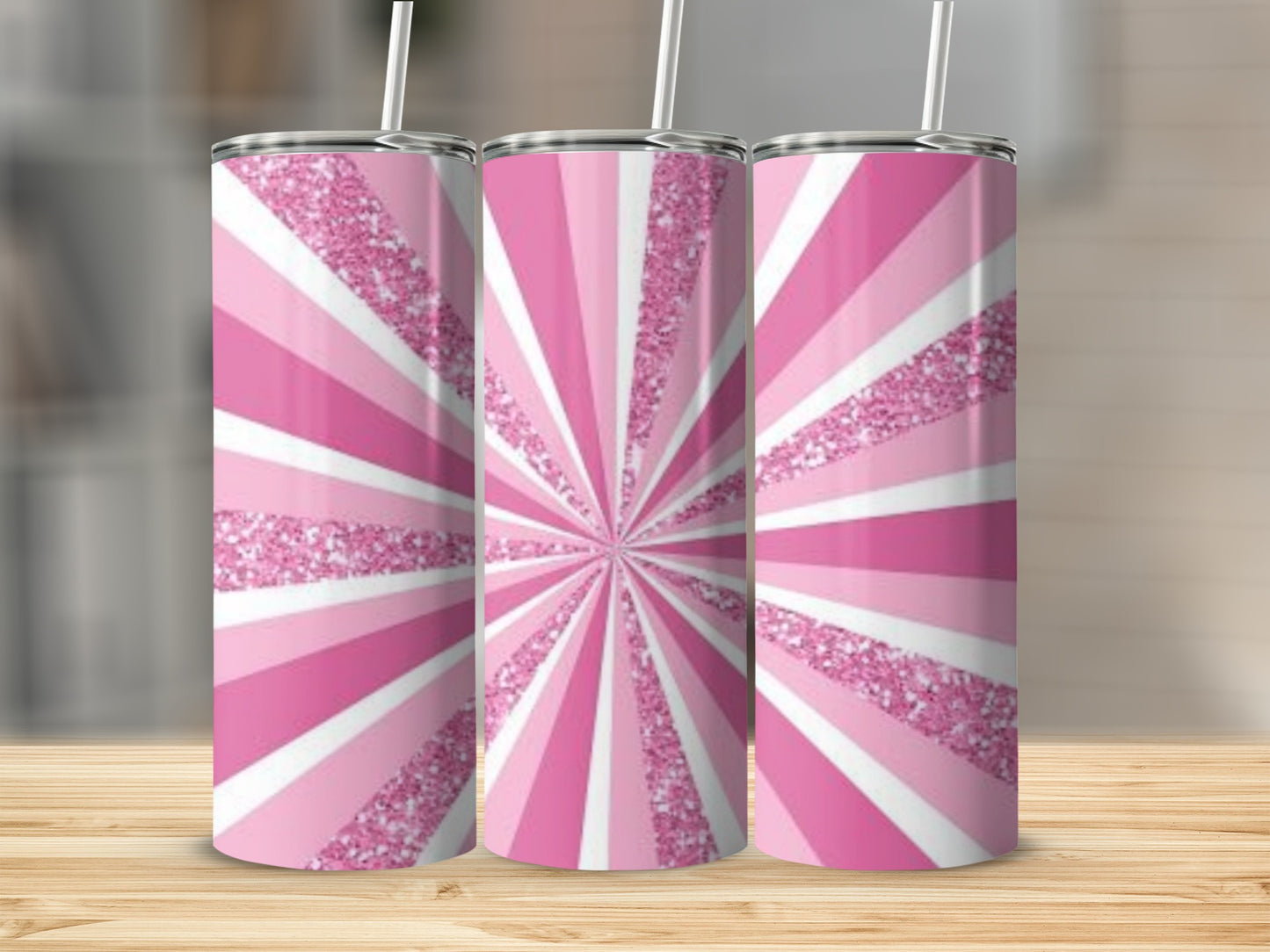 Pink and White Glitter Starburst Tumbler Product