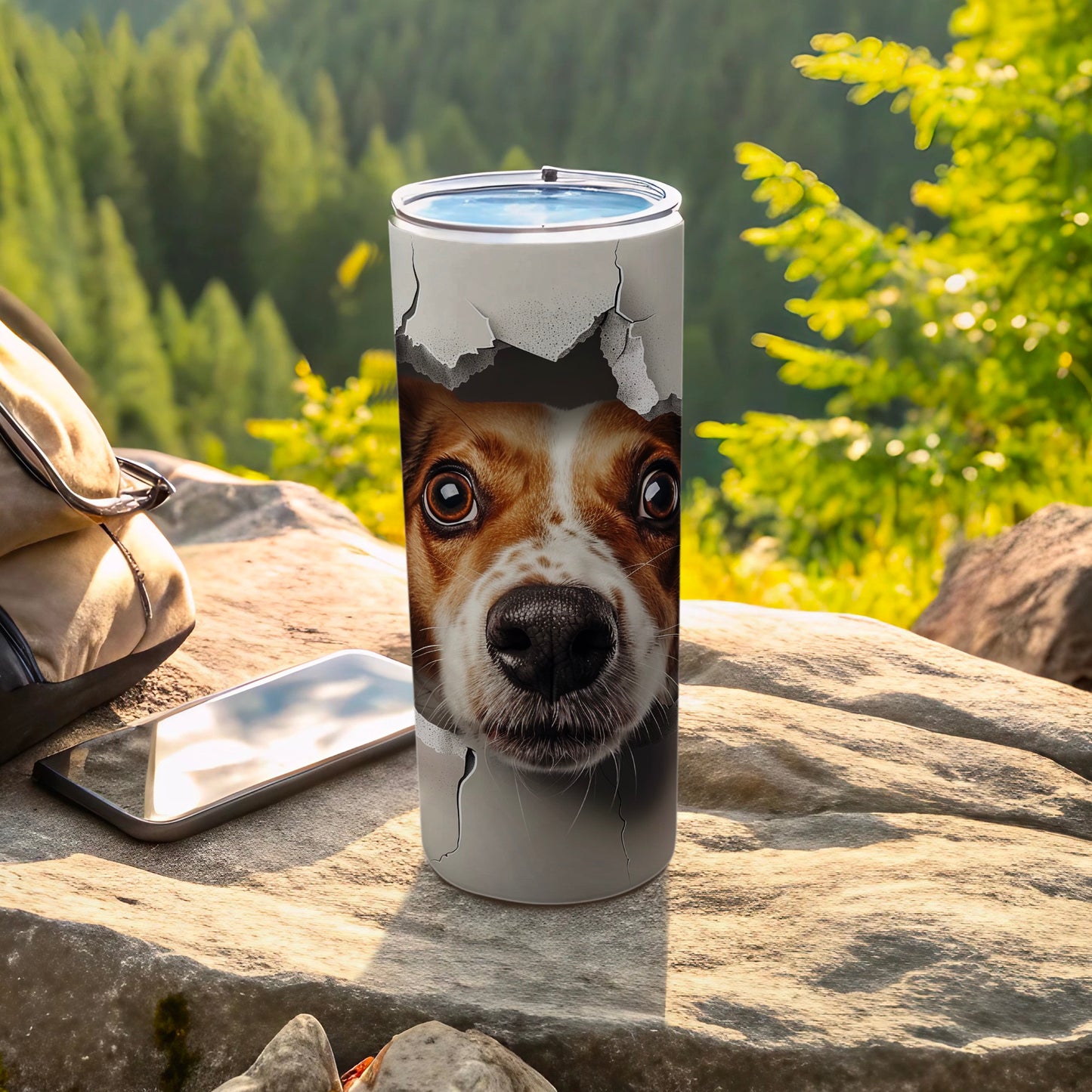 Curious Dog Face Broken Wall Look Tumbler product type