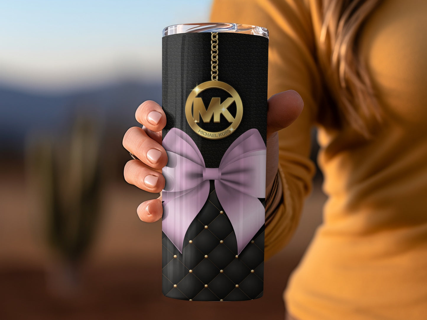 Stylish MK Tumbler with Pink Bow for Everyday Use