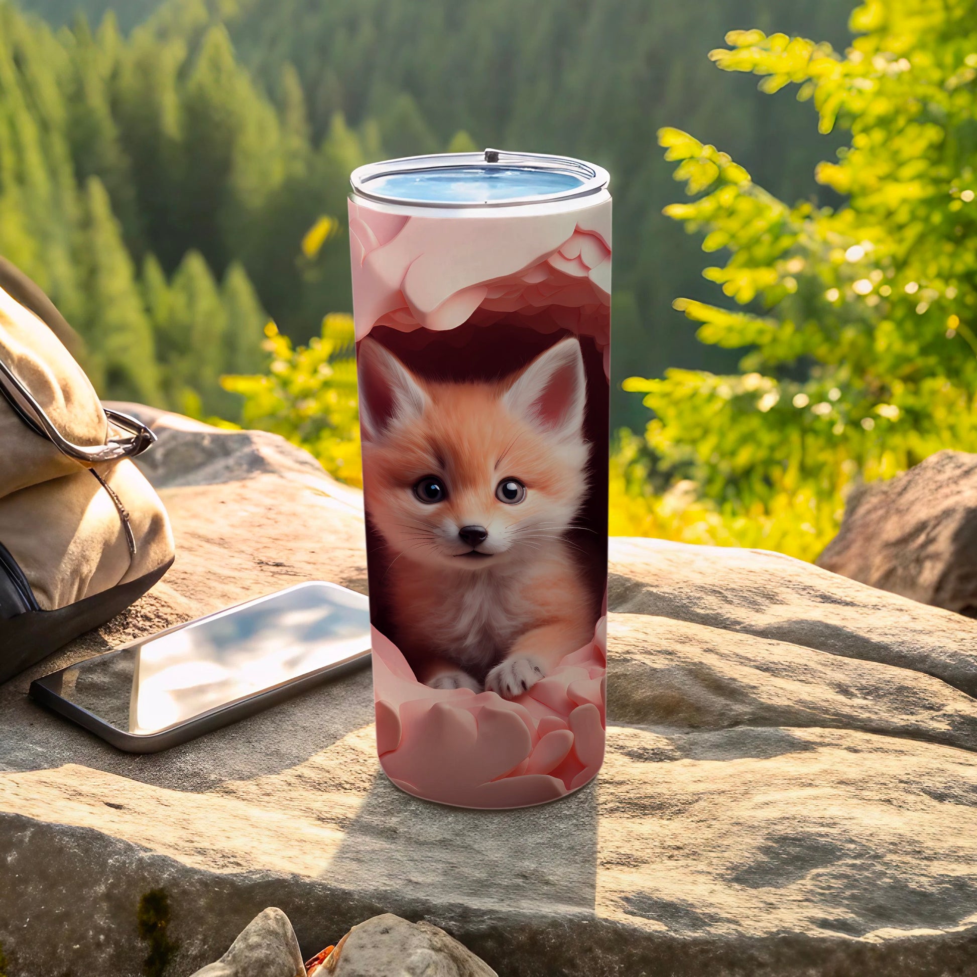 Adorable Fox Design Insulated Tumbler Travel Mug Cup