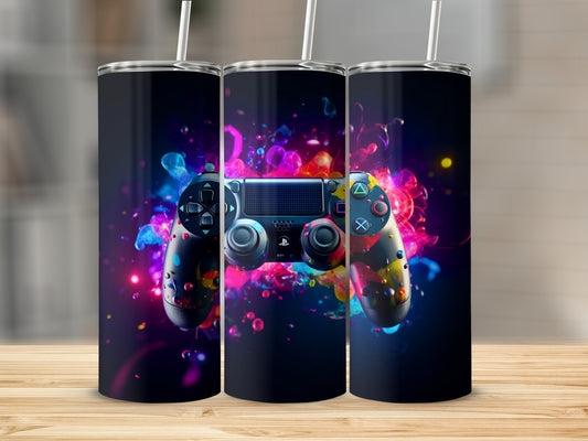 Vibrant Gaming Controller Design On Drinkware Cup