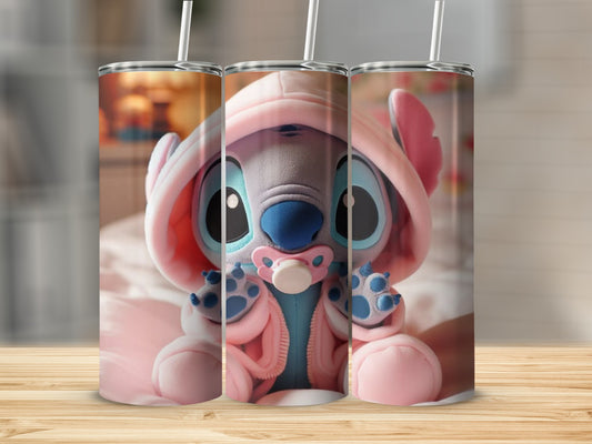 Cute Baby Alien in Hoodie Tumbler with Straw Animal Design