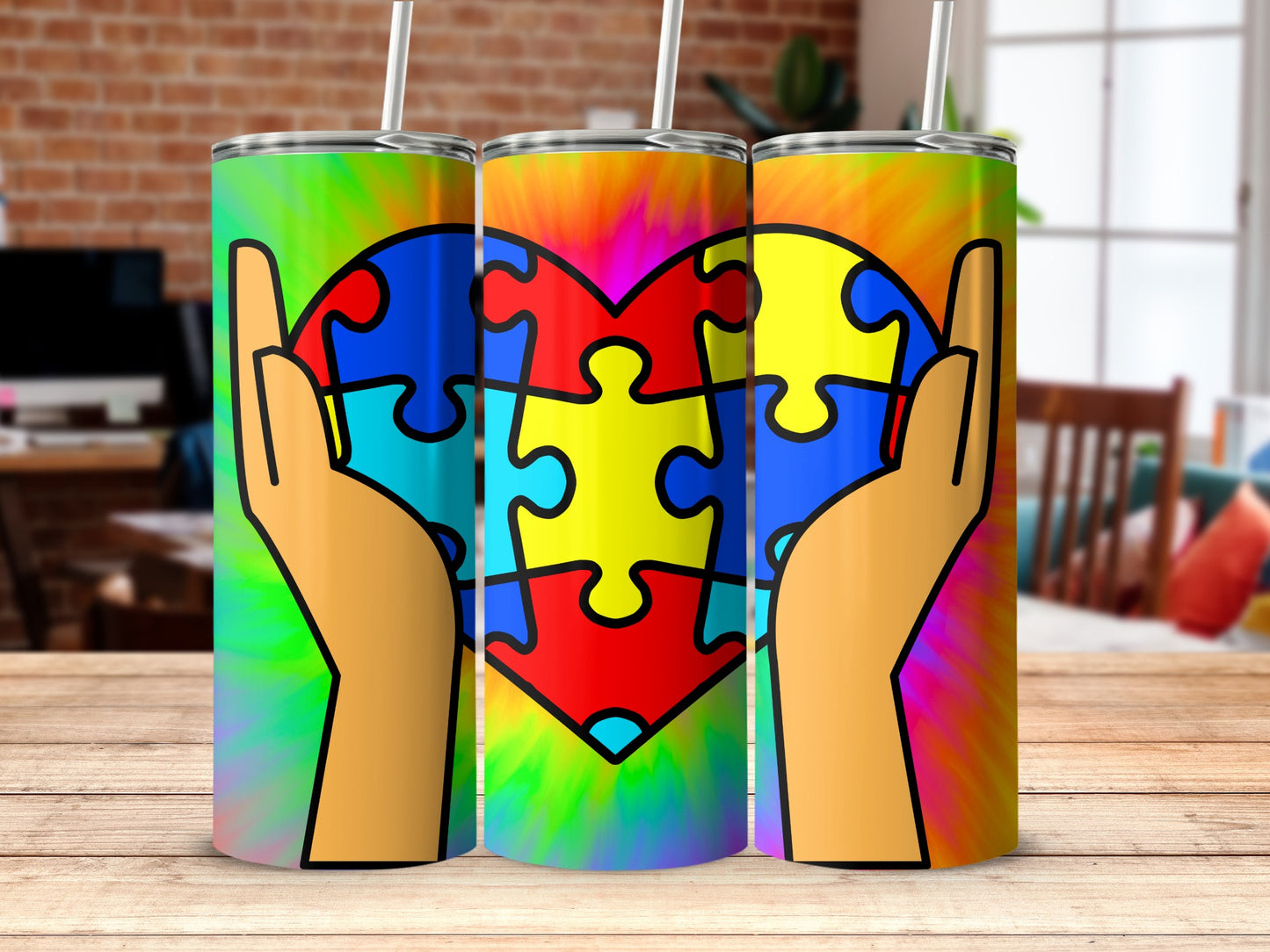 Autism Awareness Puzzle Heart Tumbler