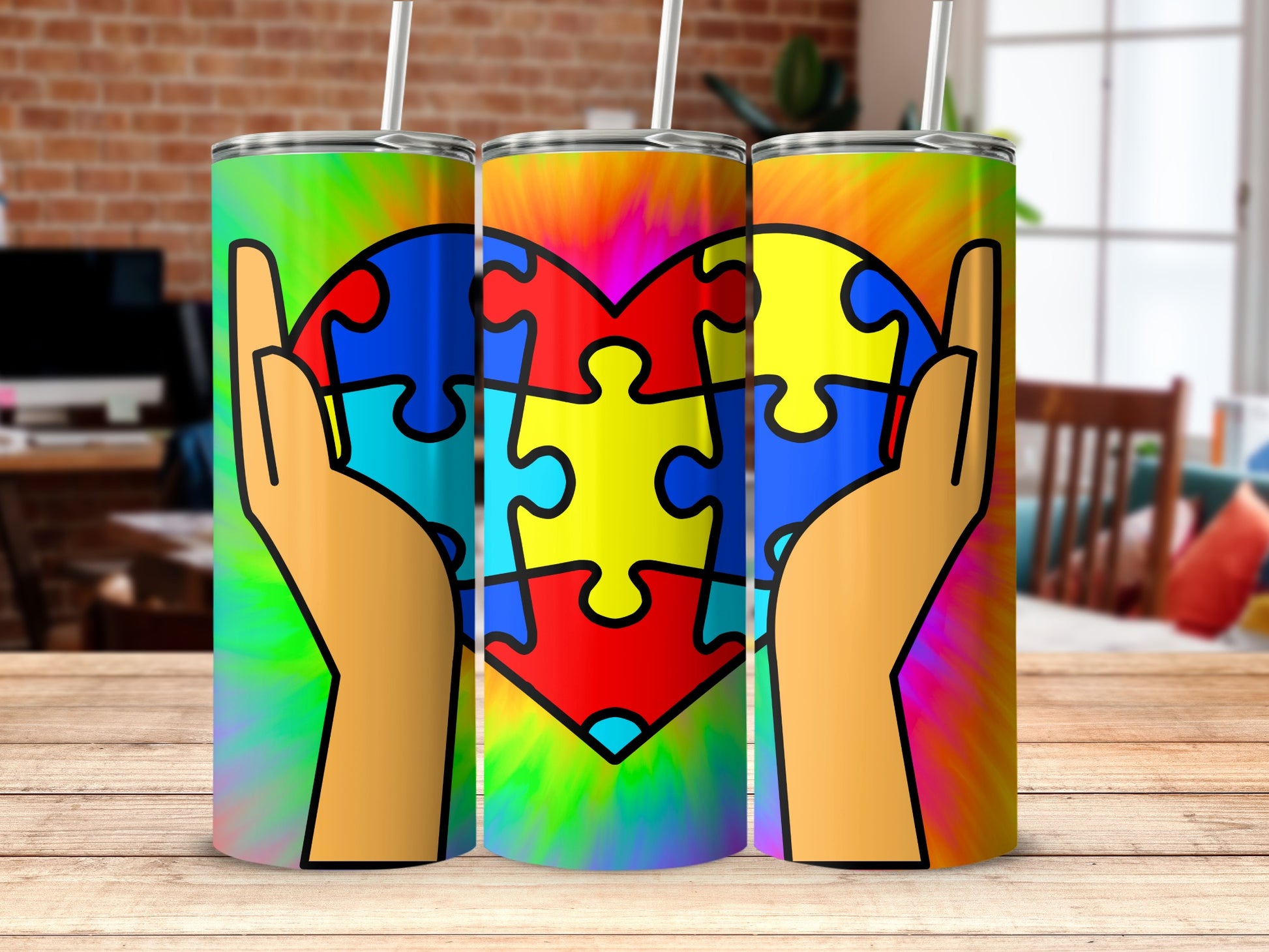 Autism Awareness Puzzle Heart Tumbler