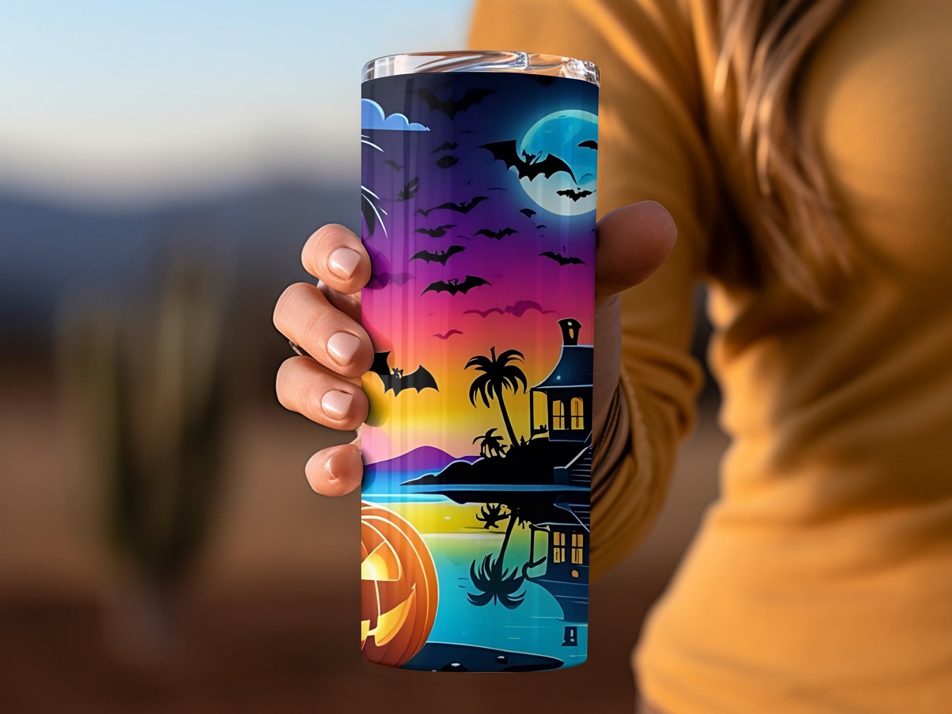 Spooky Halloween Night Scene Insulated Tumbler Cup