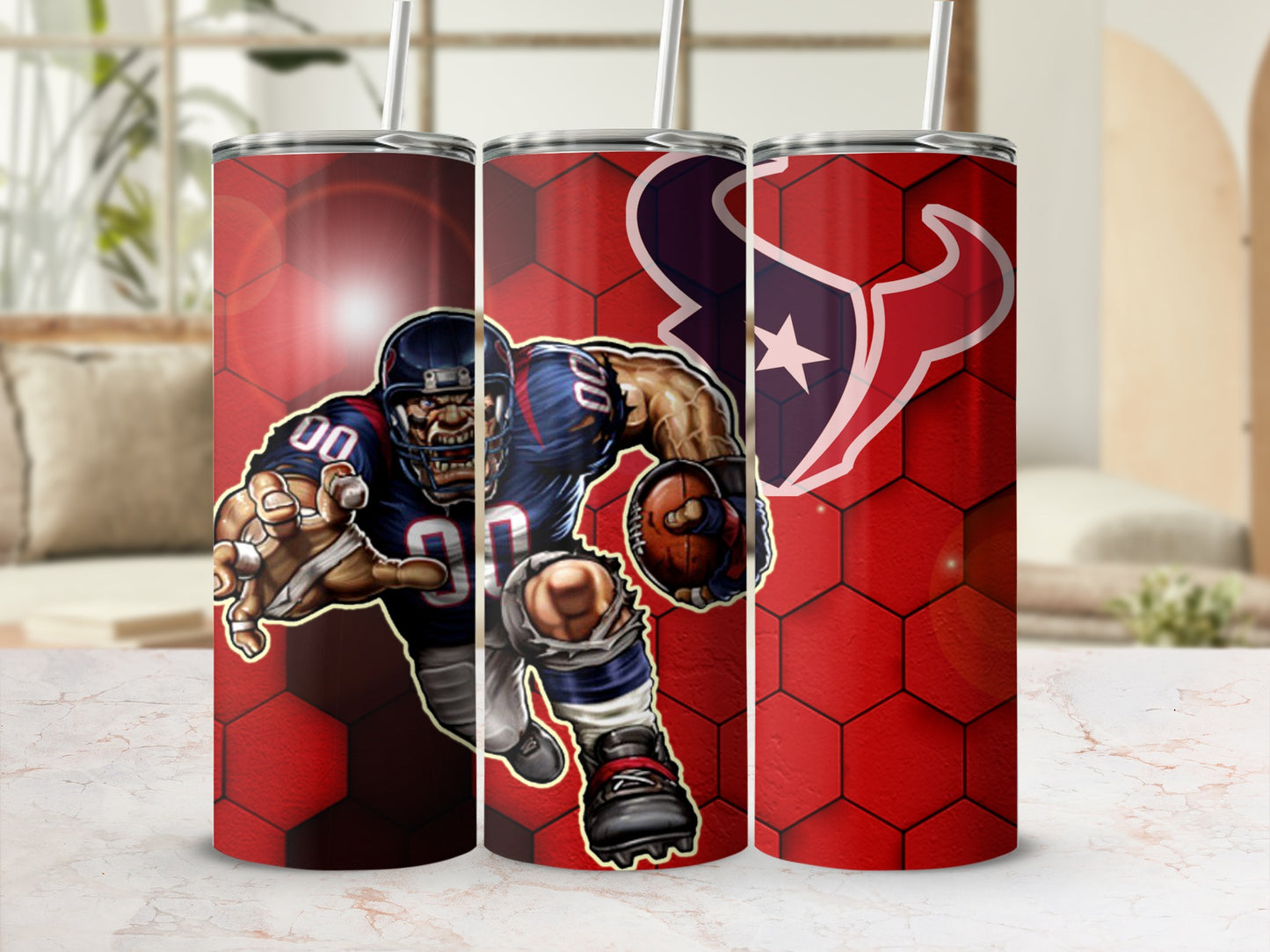 Aggressive Football Player Fan Art Tumbler Flask