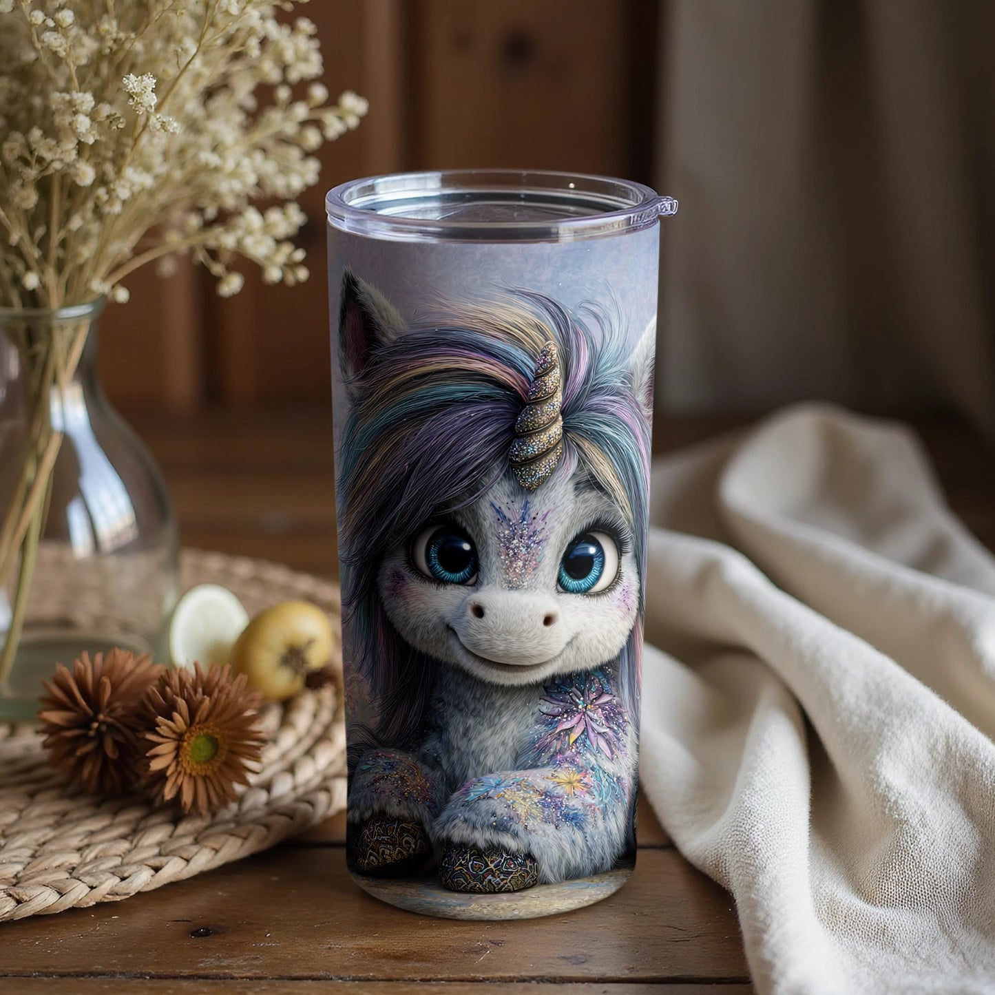 Adorable Multicolored Unicorn Tumbler For Beverages