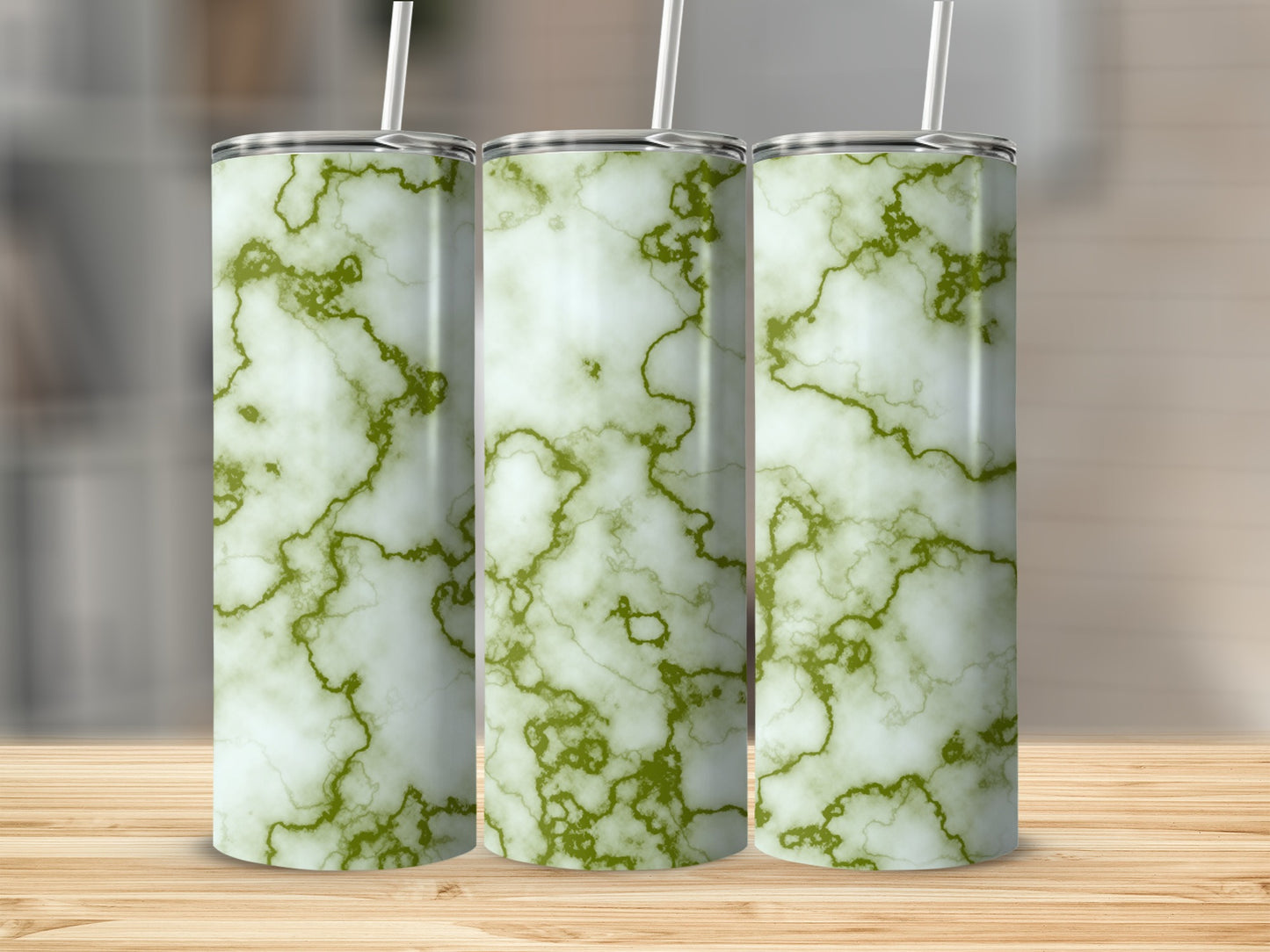 Green Marble Vein Design White Base Tumbler product type