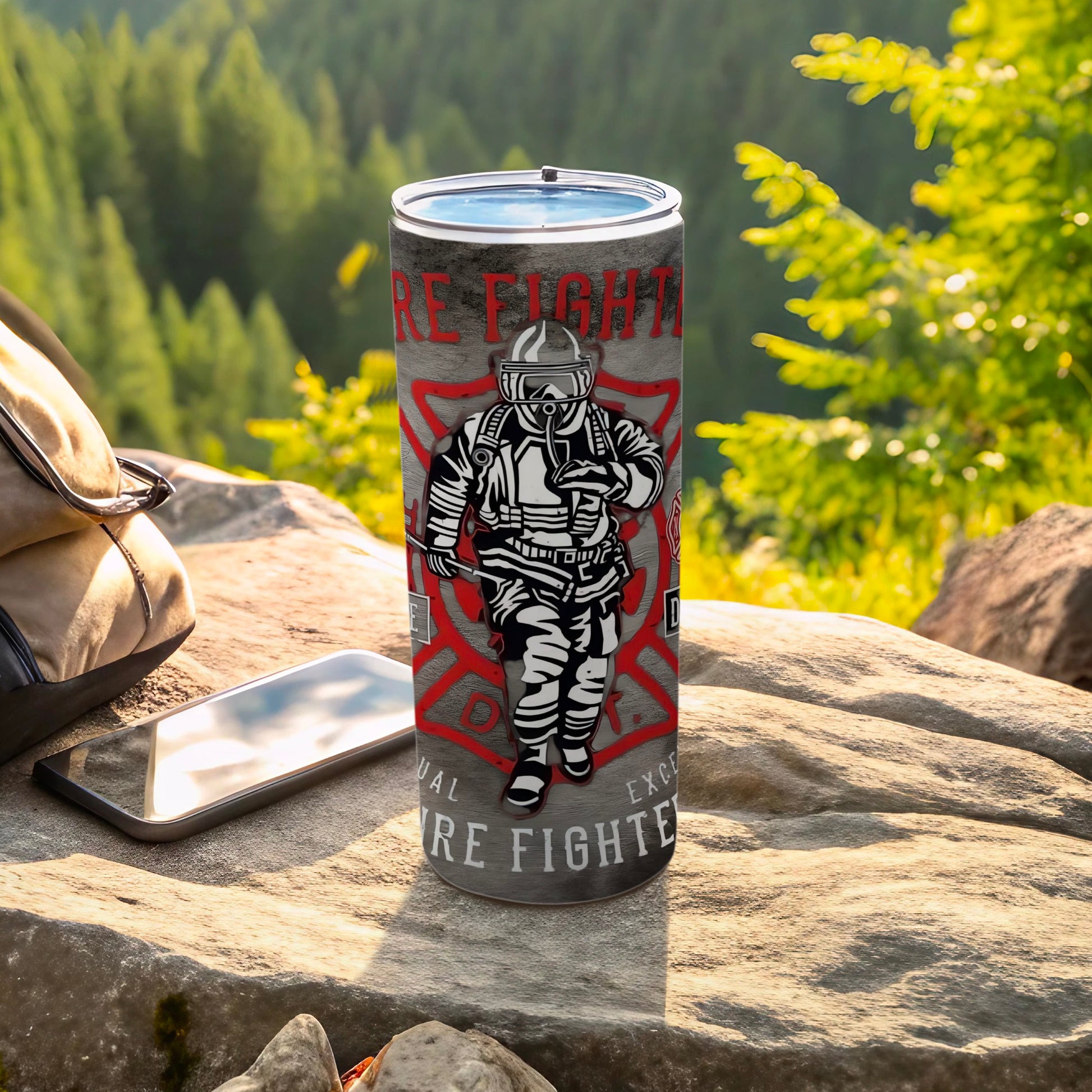 Firefighter Design Stainless Steel Travel Tumbler
