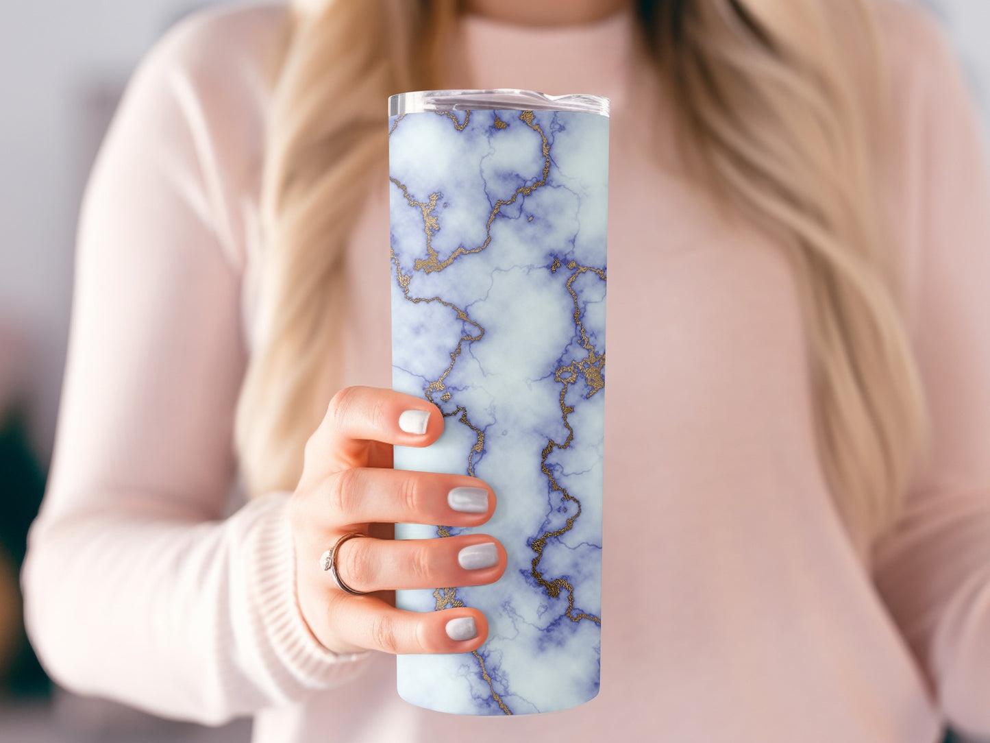 Light Blue and Gold Pattern Background Texture Tumblers