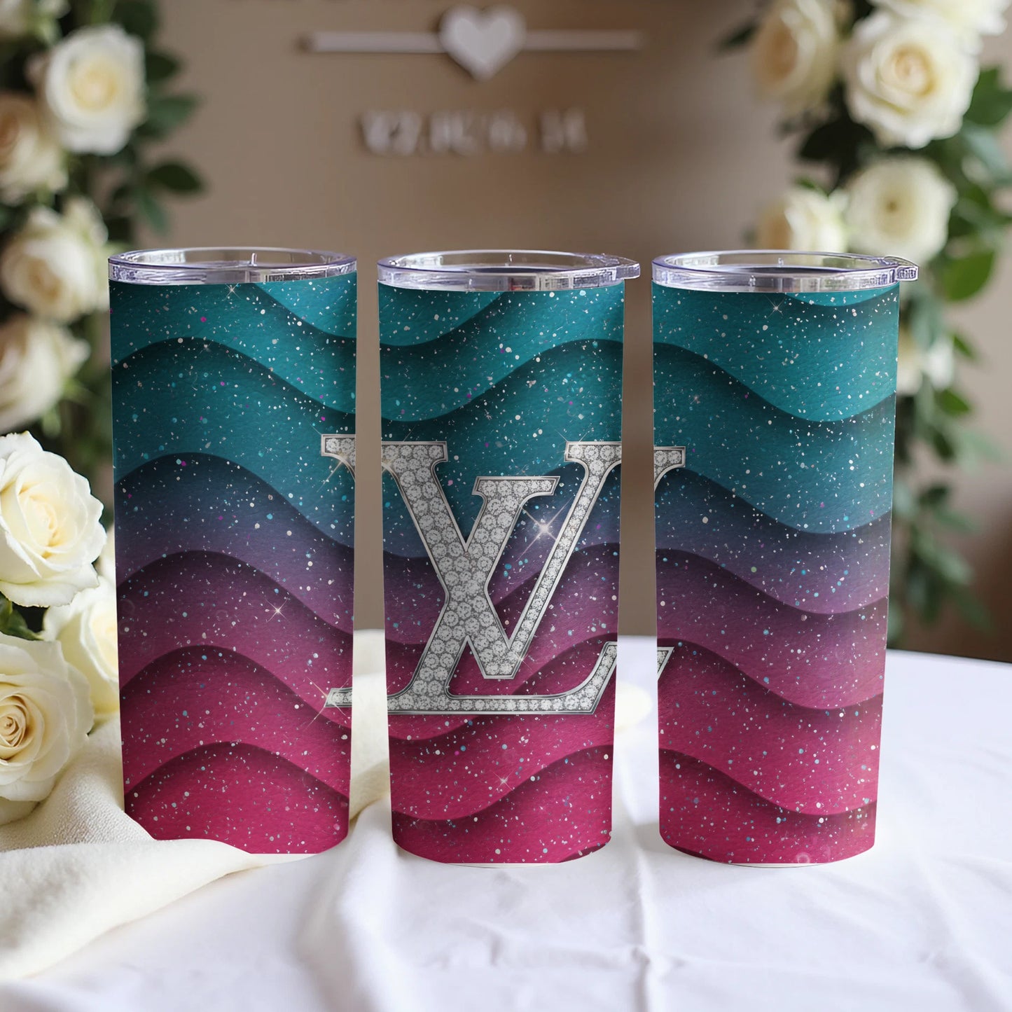 Gradient Wave Design Tumbler with LV Monogram