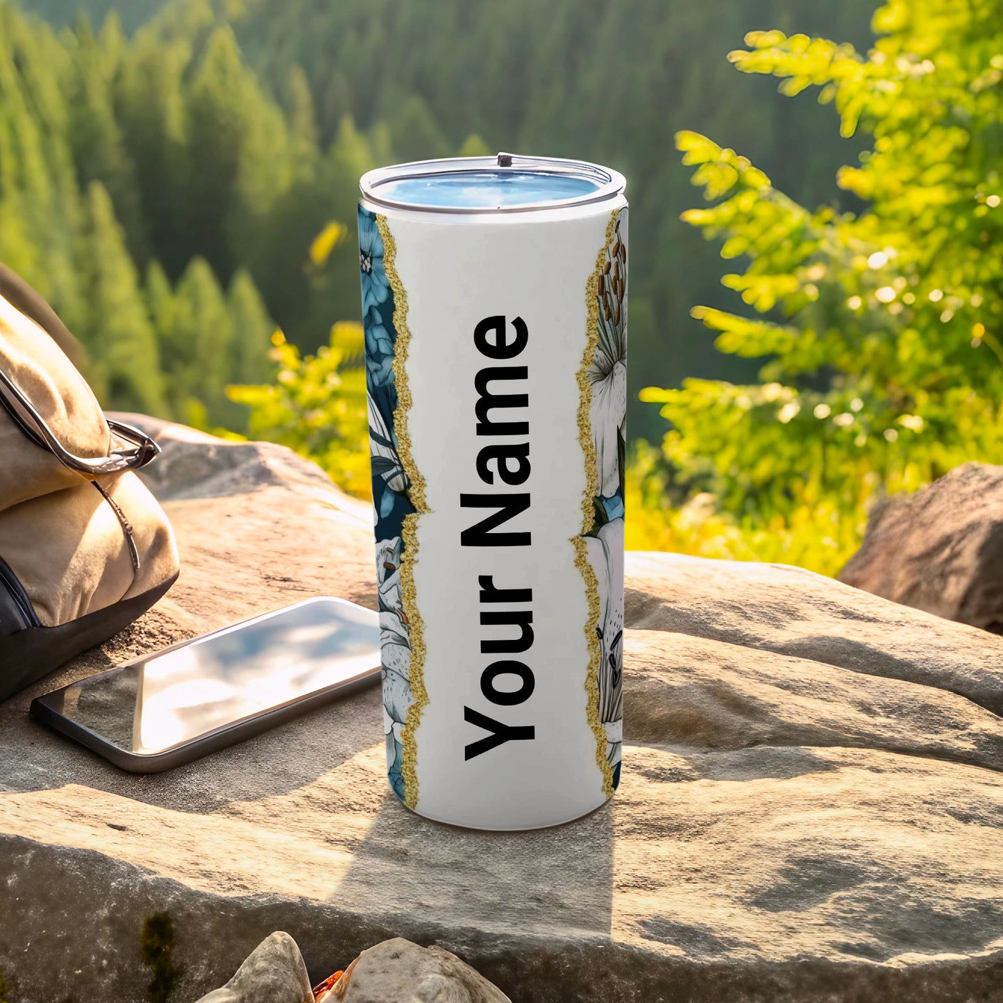 Customizable Floral Tumbler With Your Name Design