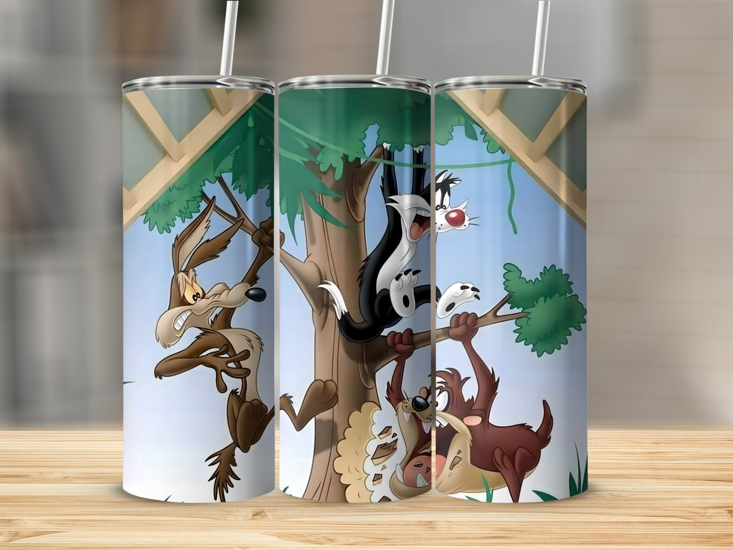 Funny Cartoon Characters on Tree Tumbler product