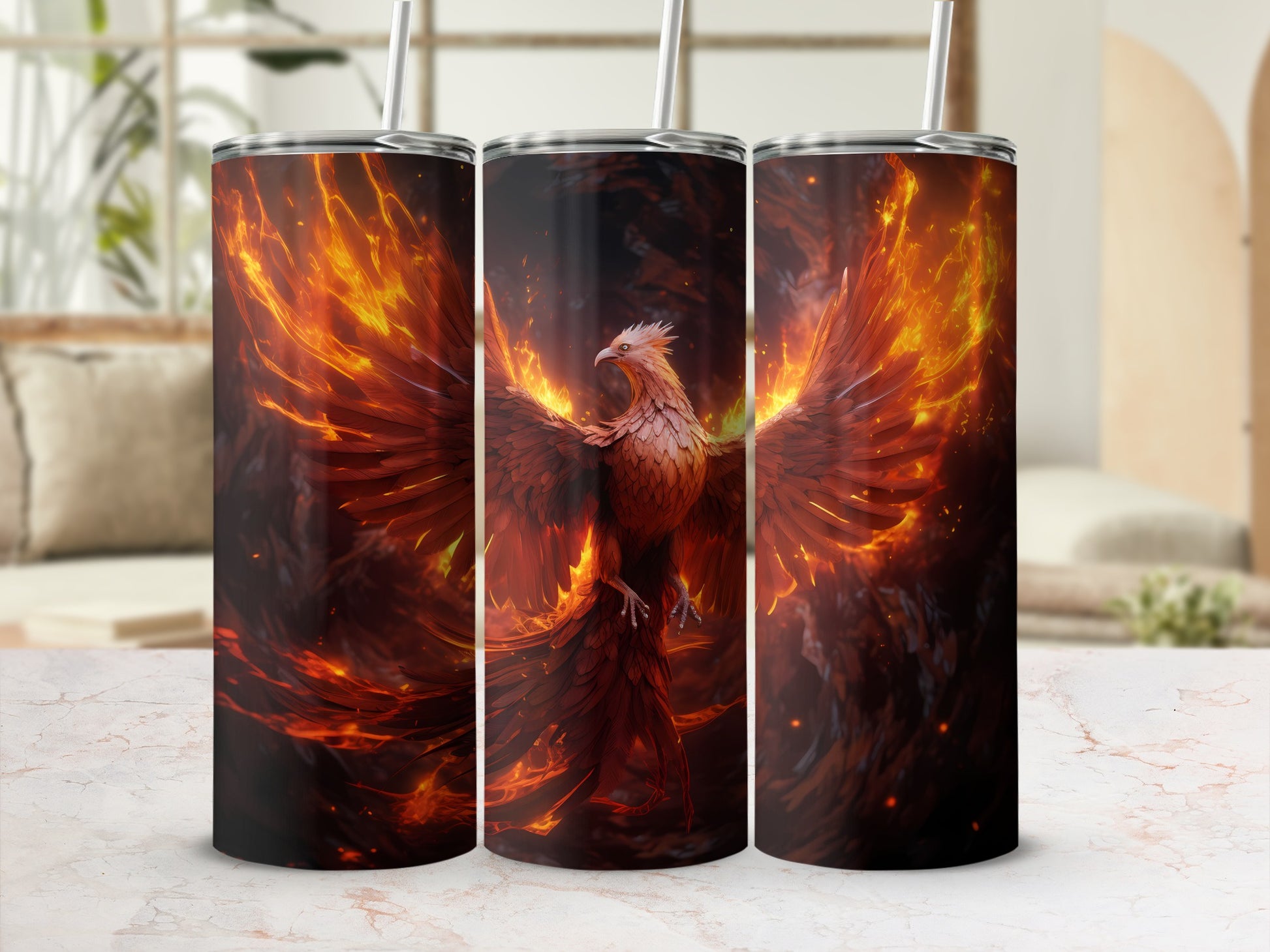 Fiery Phoenix Wings Bird Art Tumbler product type