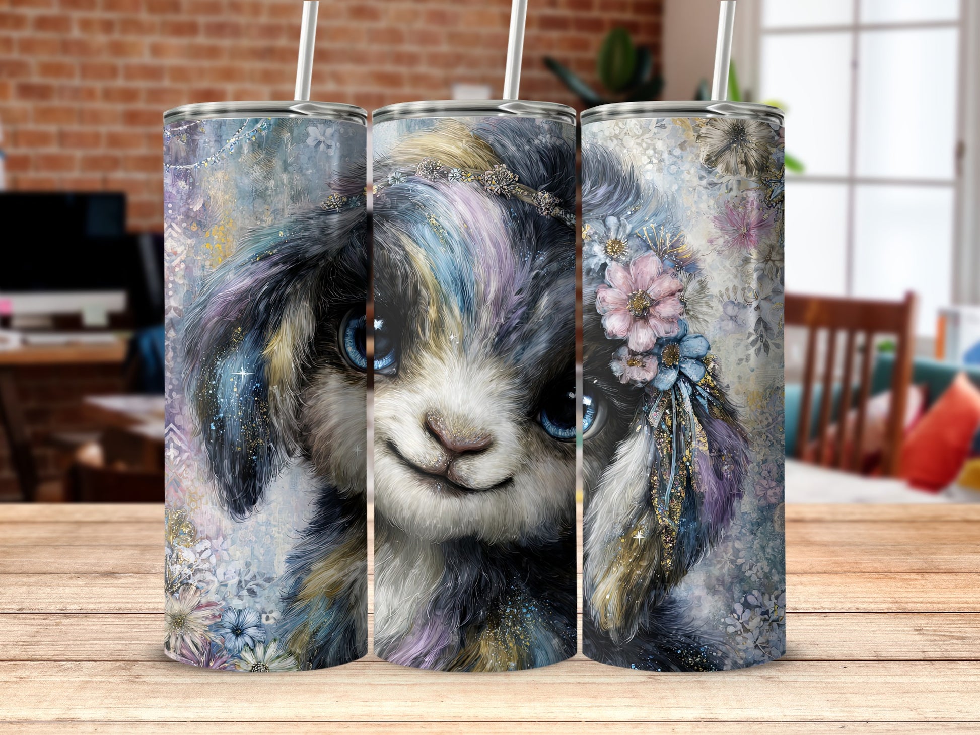Cute Bunny with Flowers Design Tumbler