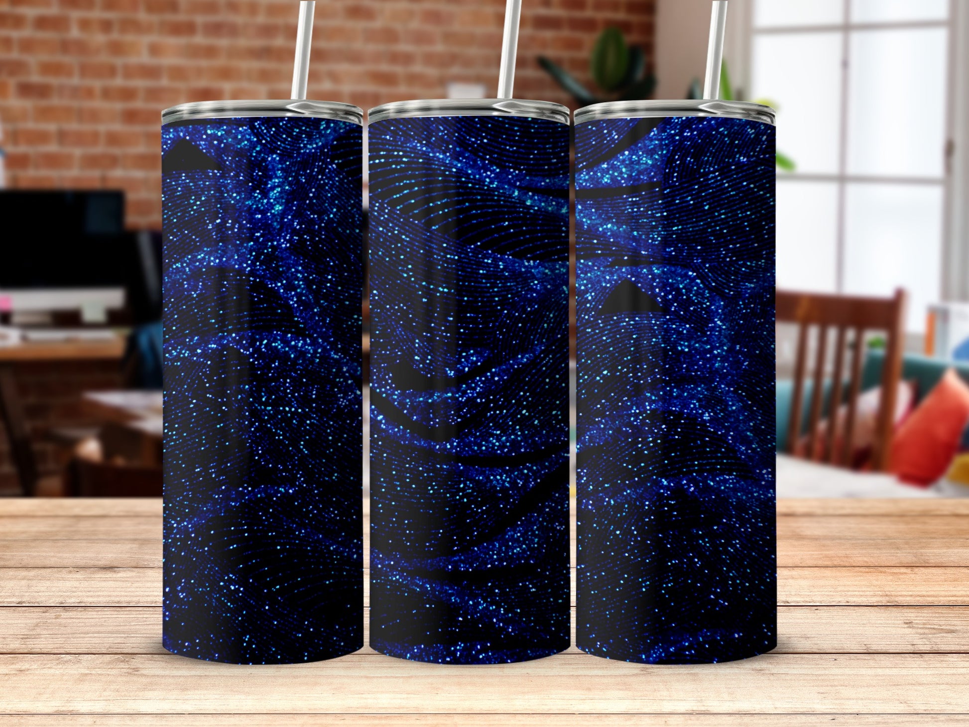 Sparkling Deep Blue Wave Design Drinkware Product