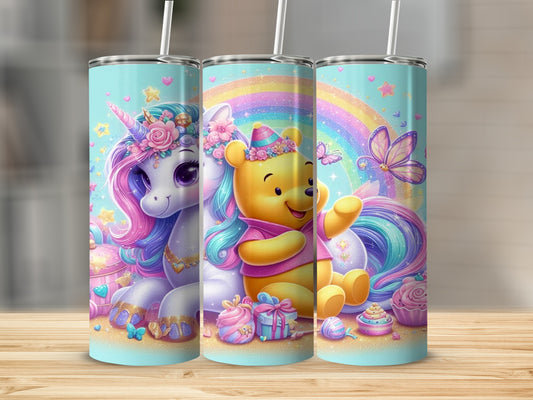 Rainbow Unicorn and Bear with Cupcakes tumbler product