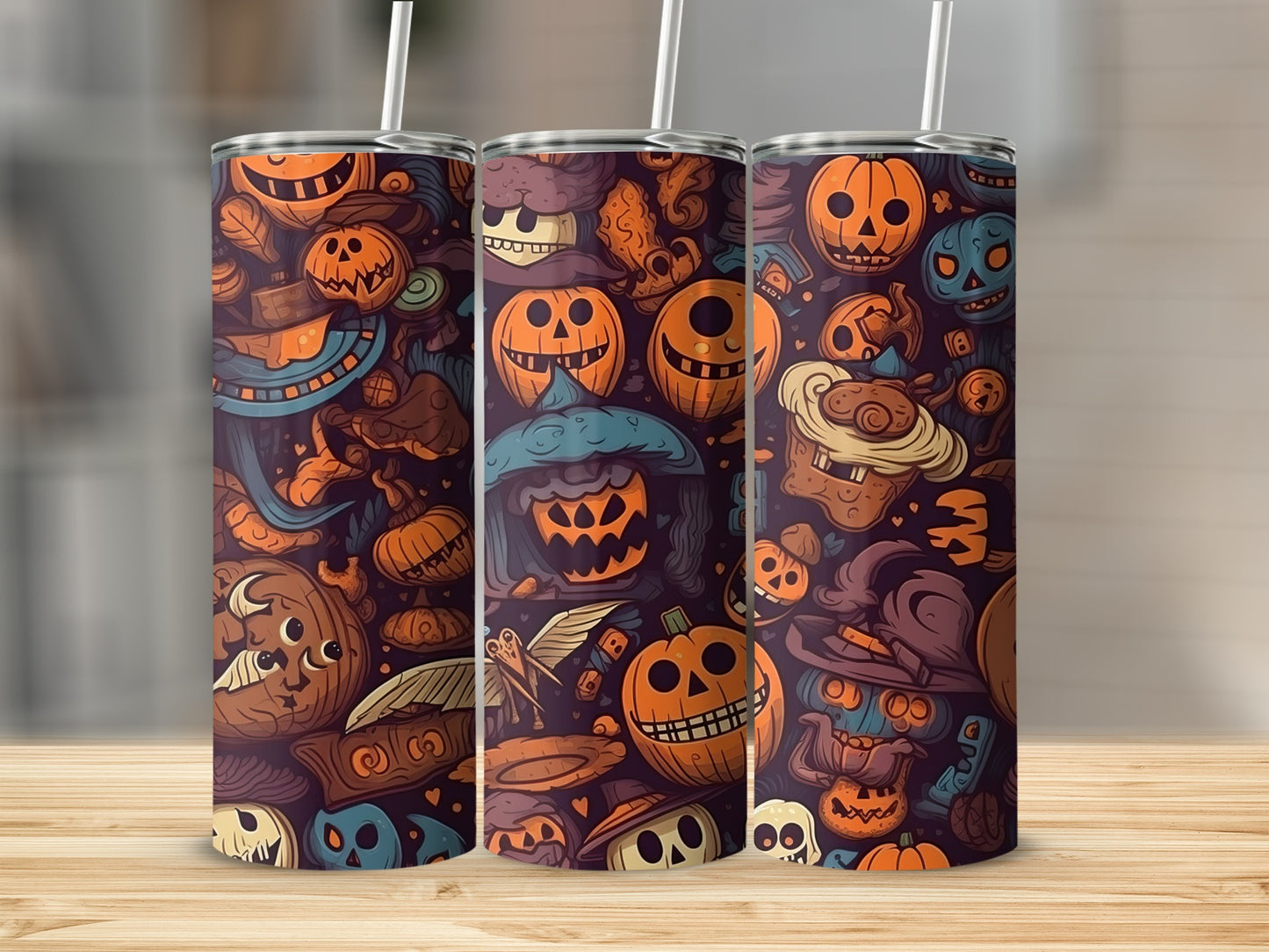 Halloween Themed Pumpkin Design Insulated Tumbler