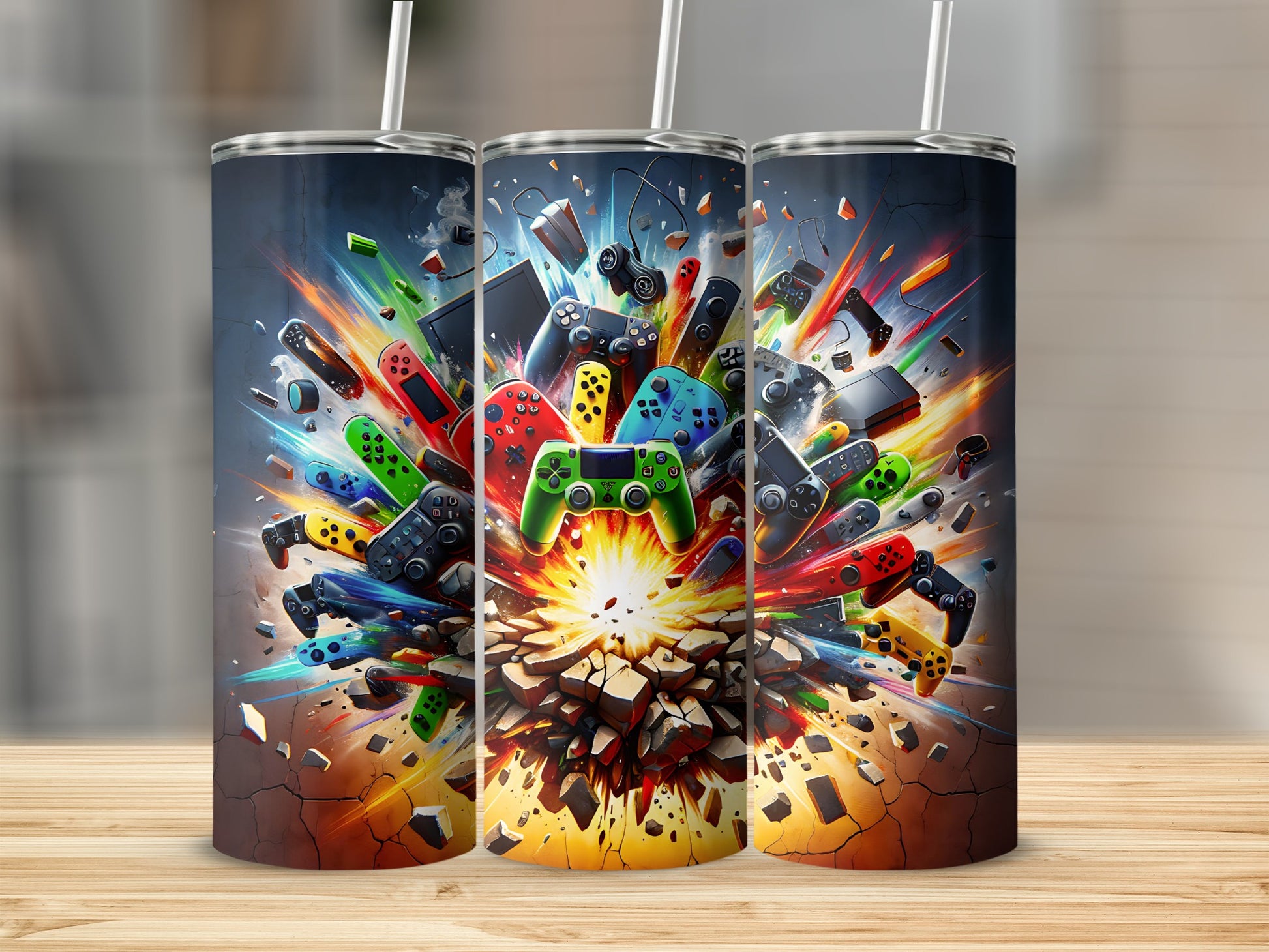 Explosive Gaming Console Controllers Tumbler Design