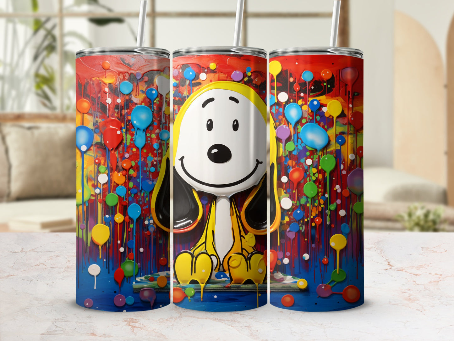 Colorful Dog and Balloons Design Drink Tumbler