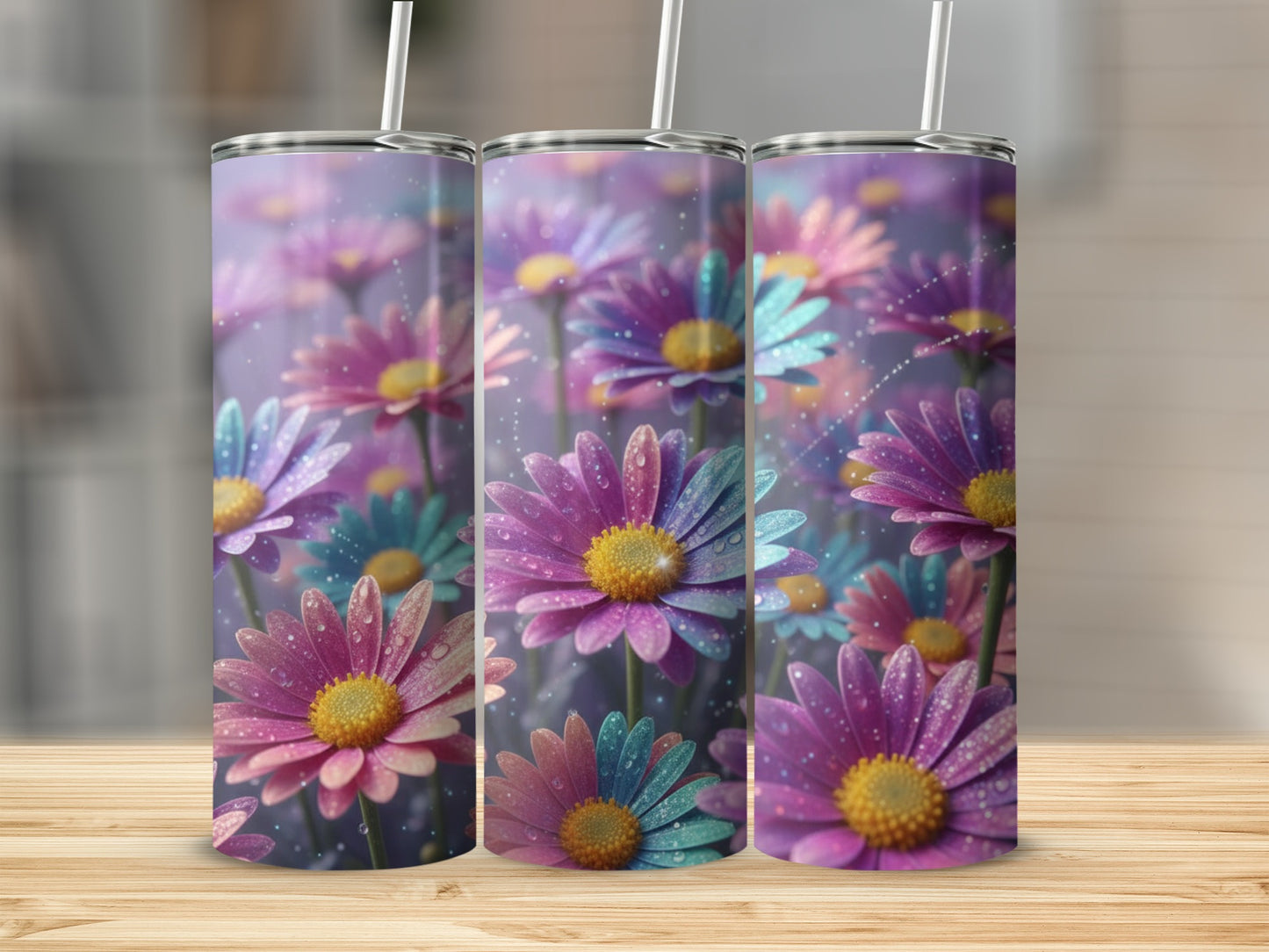 Colorful Daisy Flower Pattern Insulated Tumbler