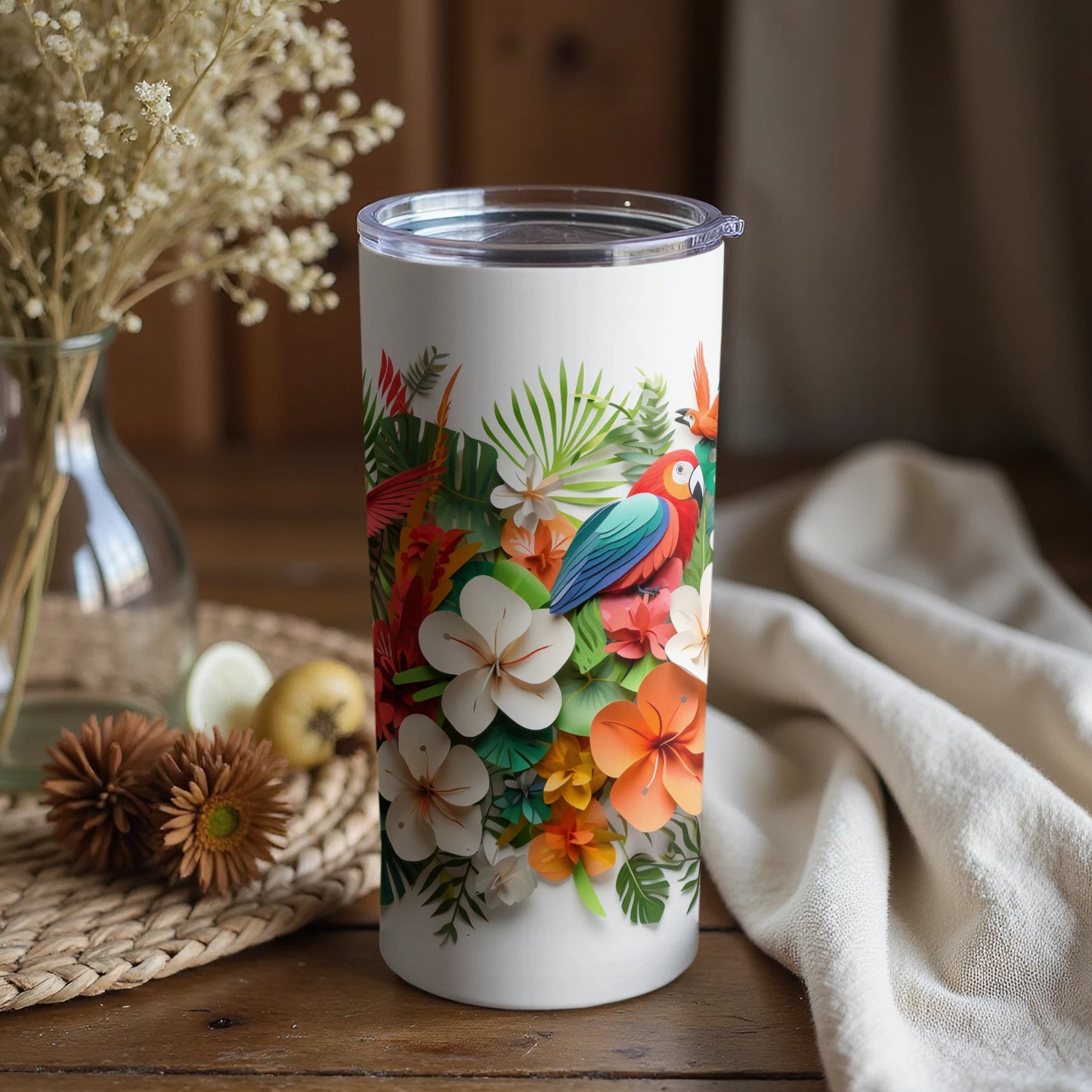 Vibrant Tropical Garden Design Insulated Tumbler Cup