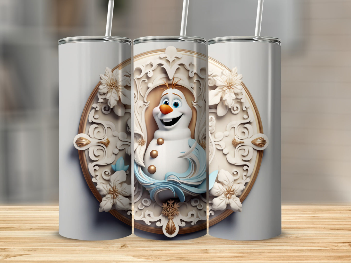 Cute Snowman Character Tumbler for Cold Beverages