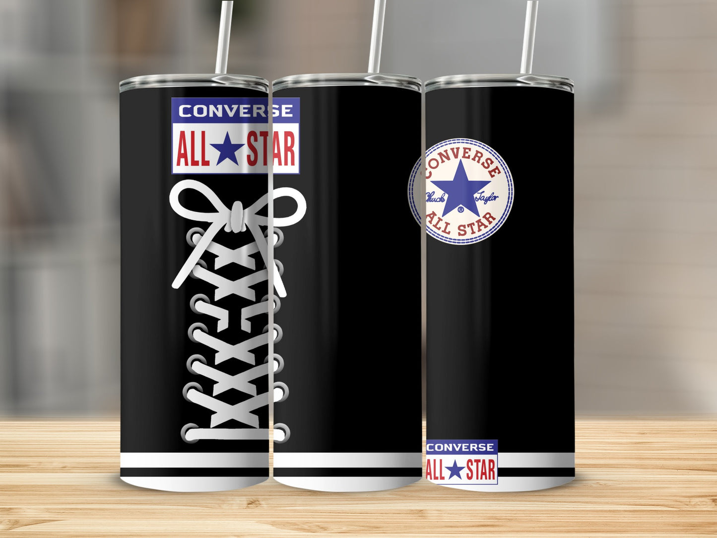 CONVERSE ALL STAR Black Shoe Laces Logo Design Tumbler