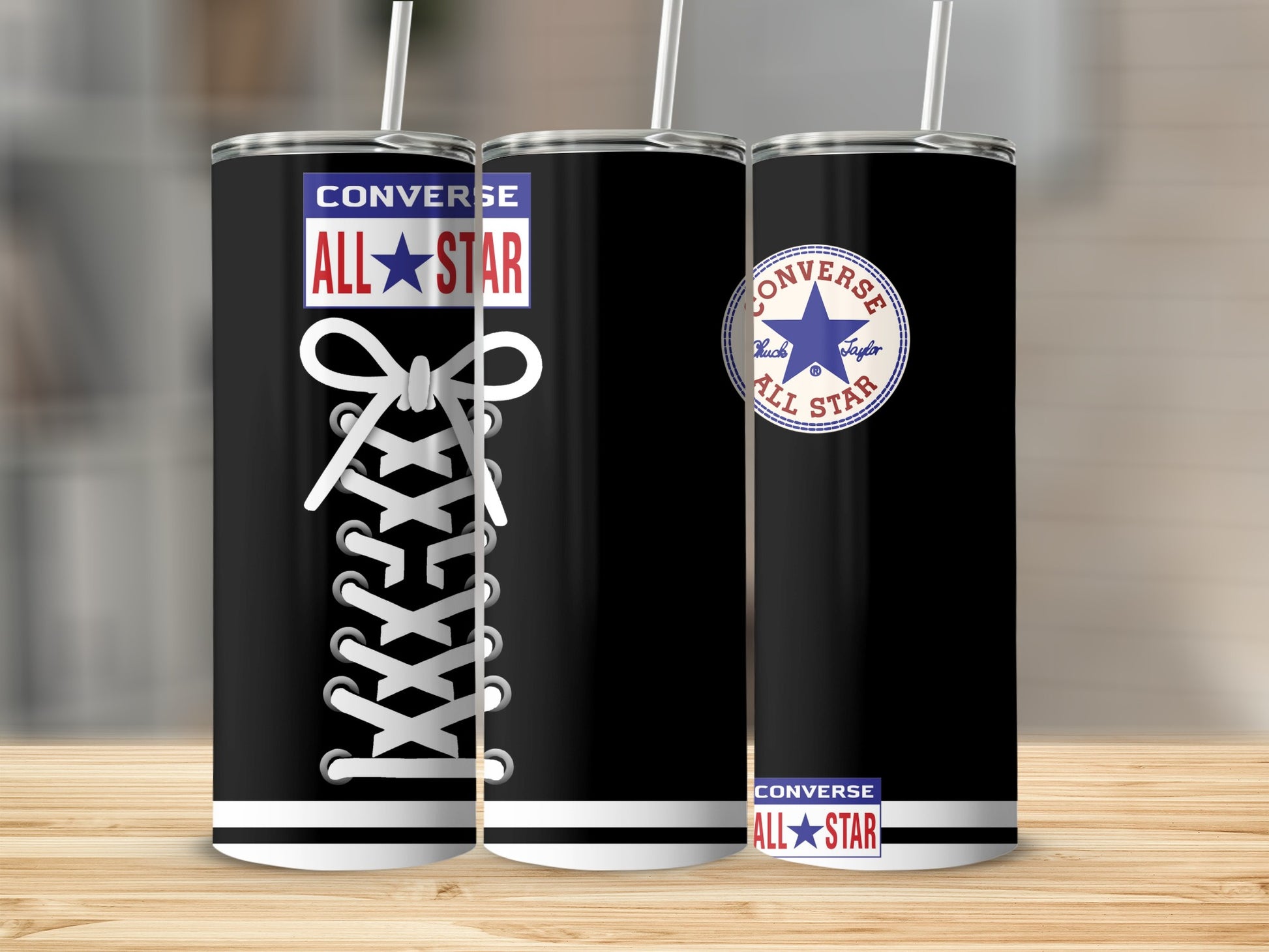 CONVERSE ALL STAR Black Shoe Laces Logo Design Tumbler