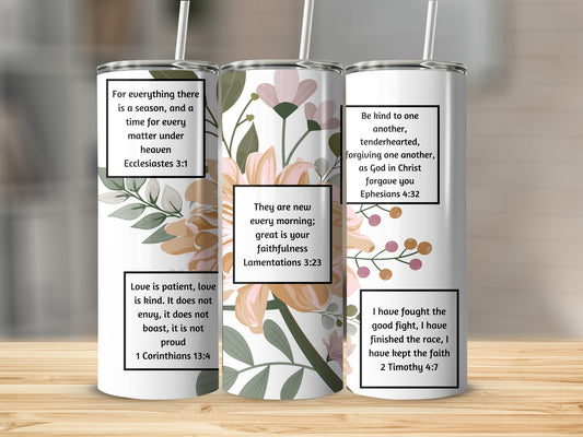 Season Faith Love Floral Tumbler Inspirational Quotes