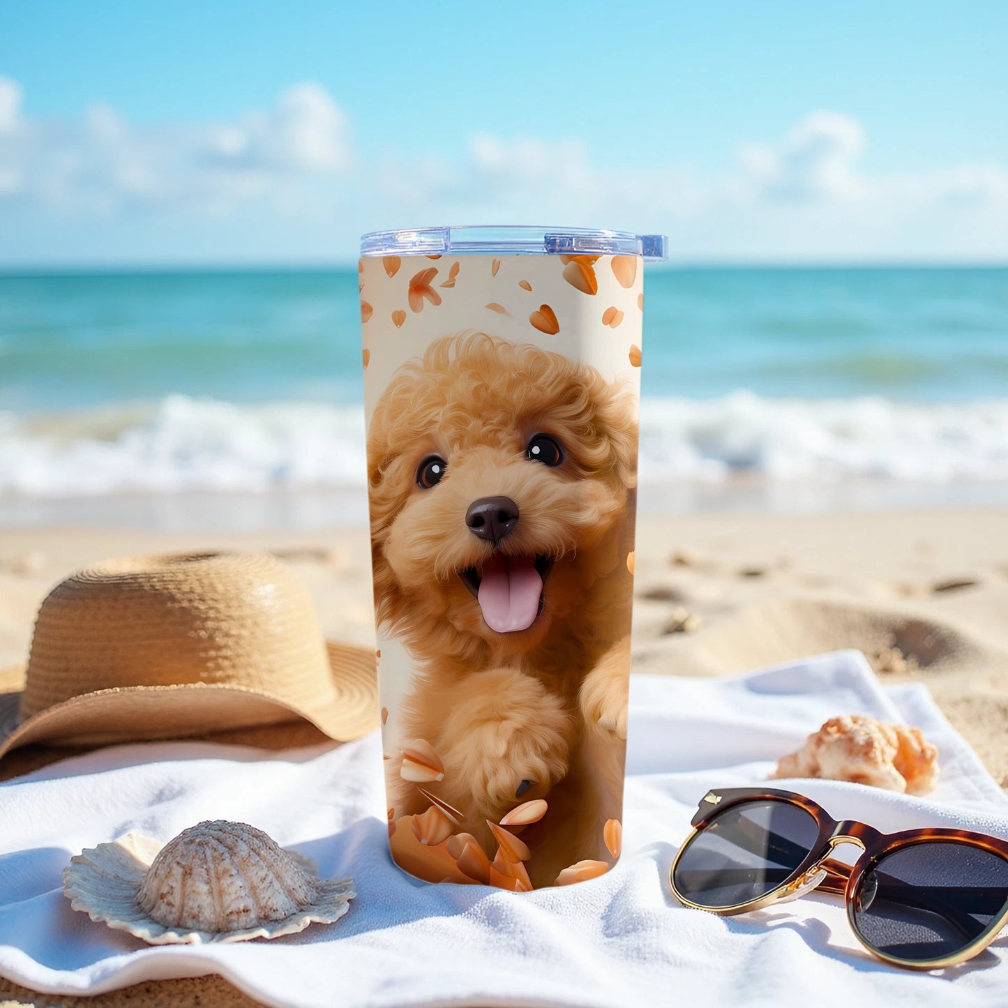 Happy Puppy Cute Poodle Design Tumbler Beach Fun product type