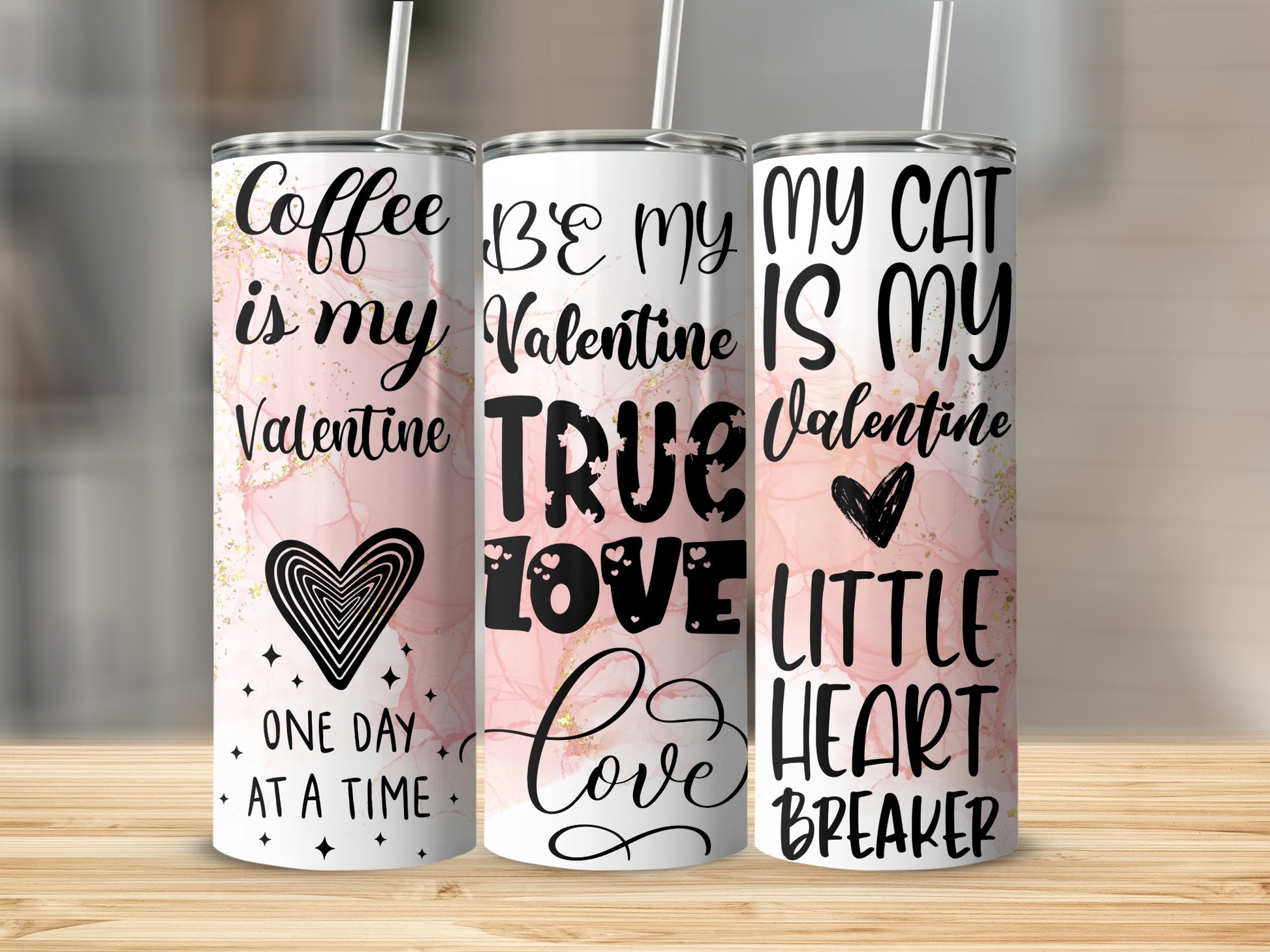 Cute Valentine Themed Tumbler Designs With Heart Touching Text