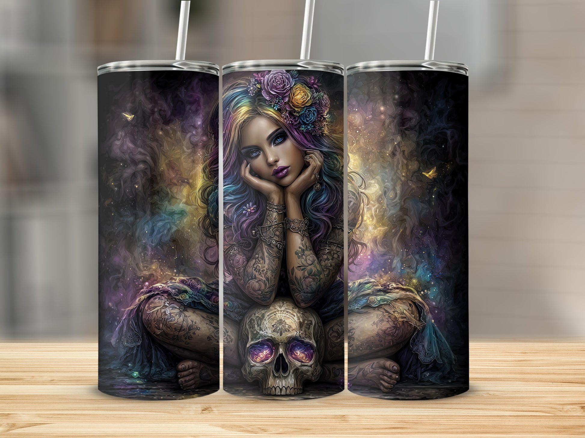 Colorful Gothic Woman Stainless Steel Tumbler