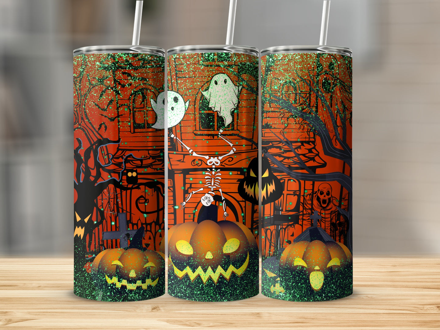 Spooky Halloween Ghost and Pumpkin Tumbler Product