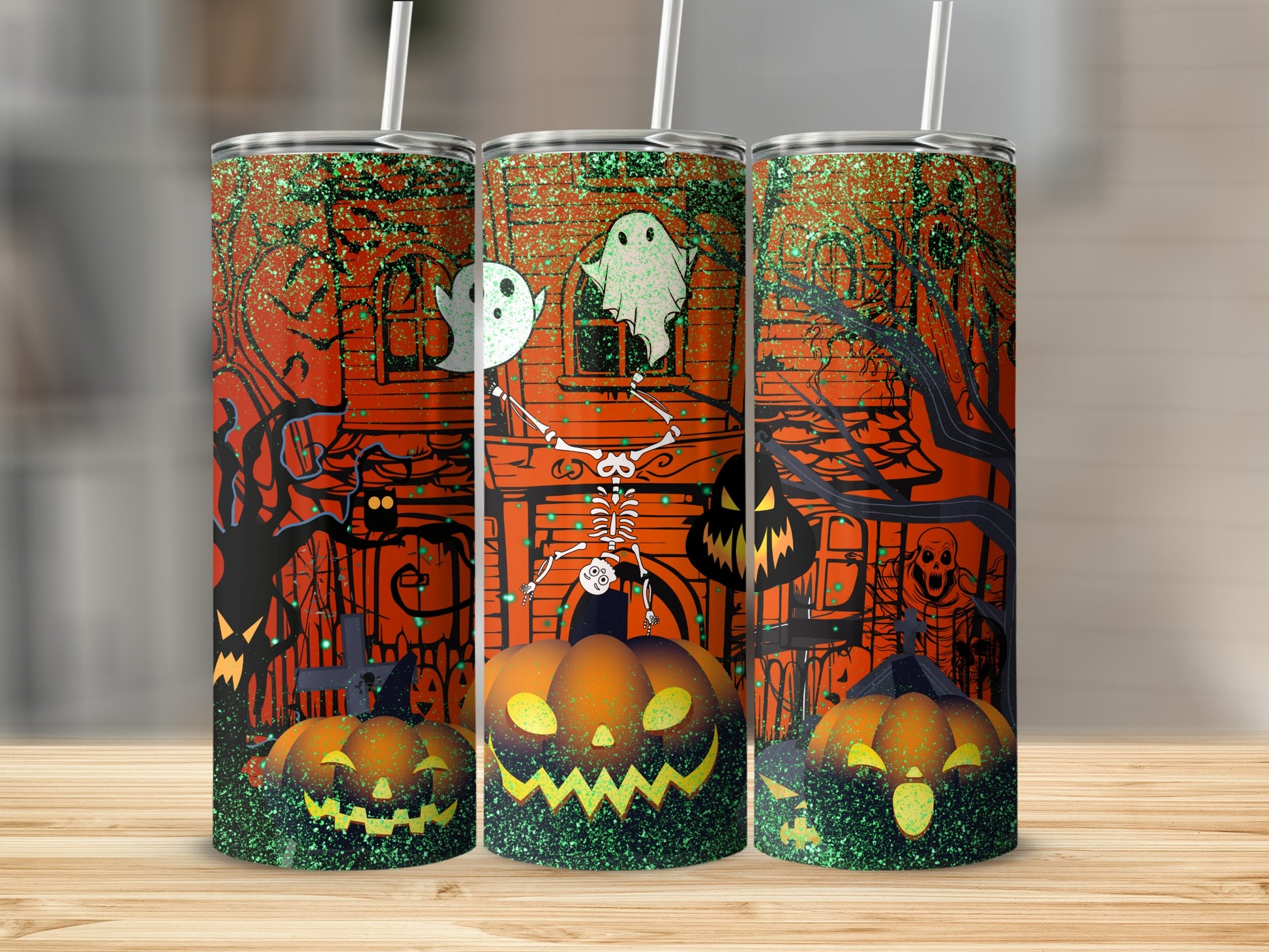 Spooky Halloween Ghost and Pumpkin Tumbler Product