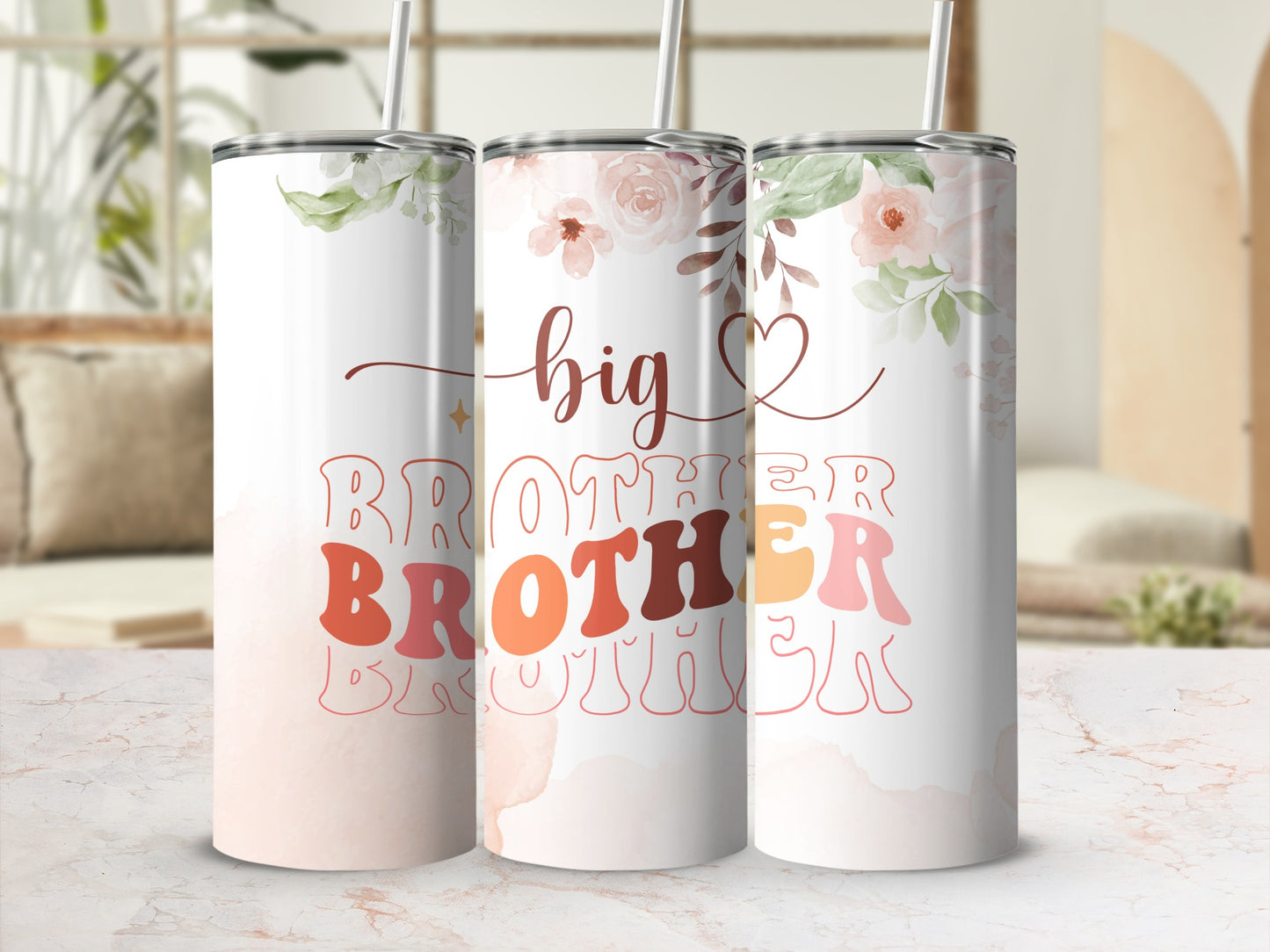 Big Brother Tumbler with Floral Design