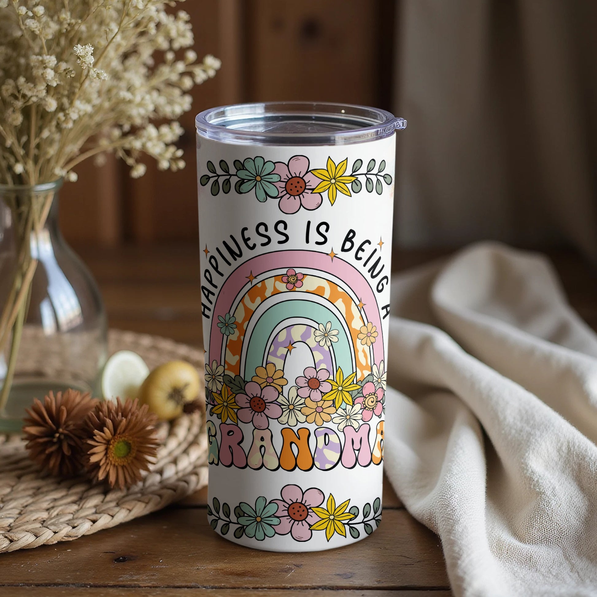 Happiness Is Being A Grandma Colorful Tumbler Product