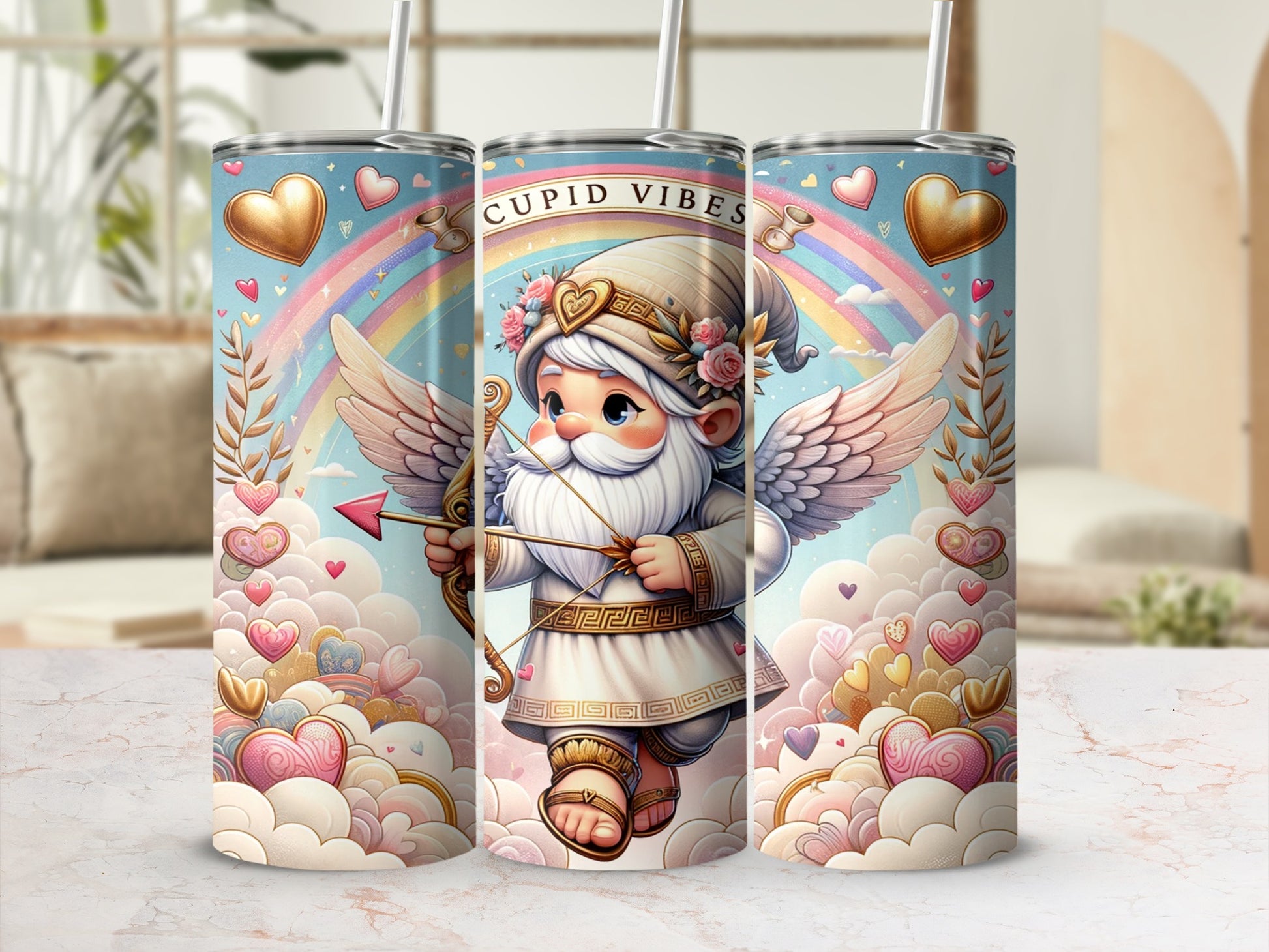 Cupid Vibes Charming Angelic Heart Theme Tumbler