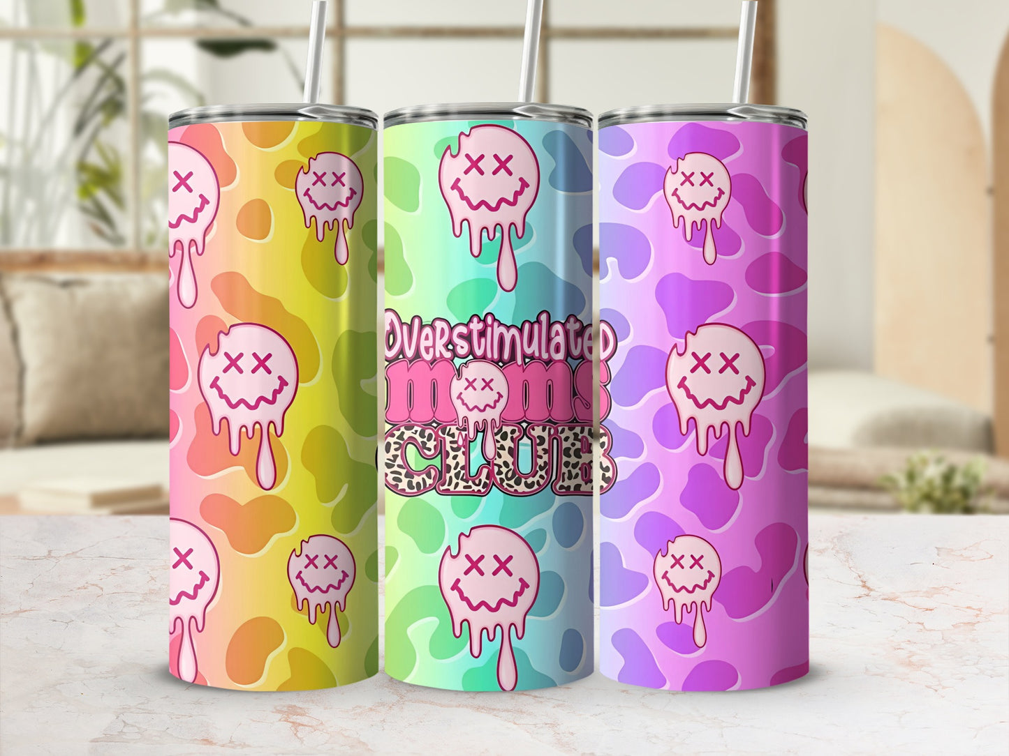 Overstimulated Moms Club Dripping Skull Tumblers