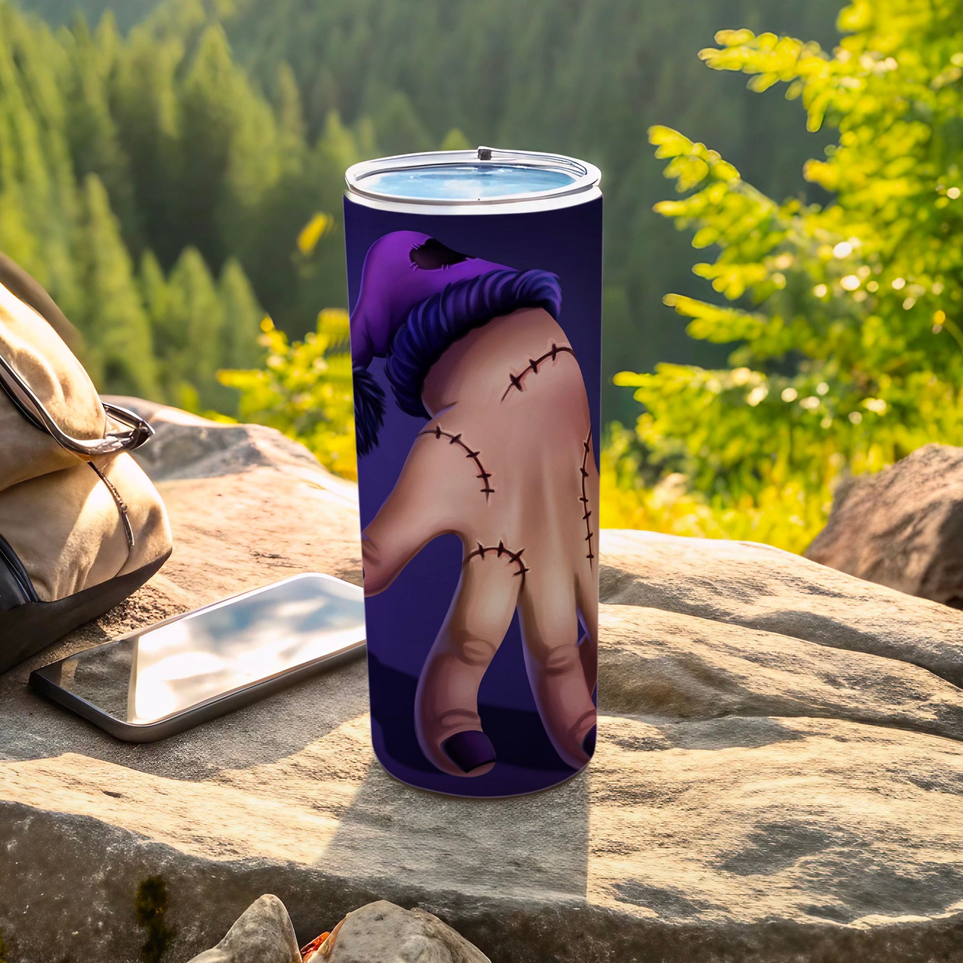 Horror-Themed Purple Scary Hand Tumbler Cup
