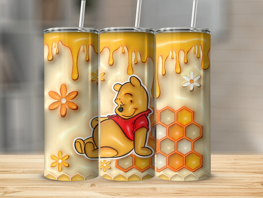 Winnie the Pooh Tumbler with Honey and Floral Design